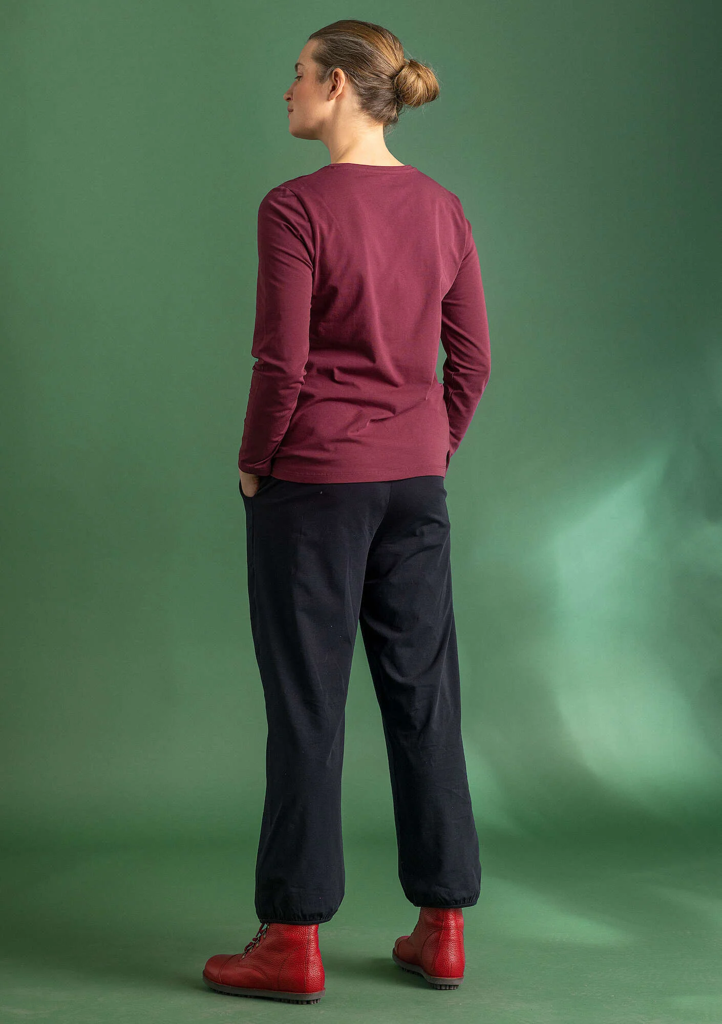 Östella" organic cotton/elÖstane jersey trousers