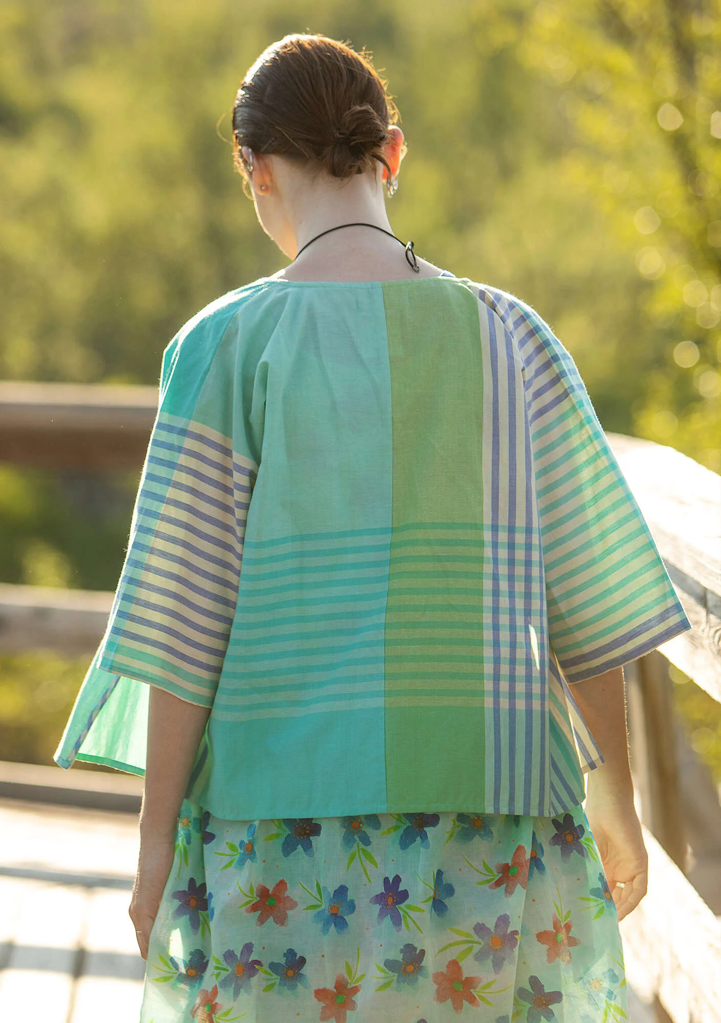 "Madras" woven organic cotton blouse