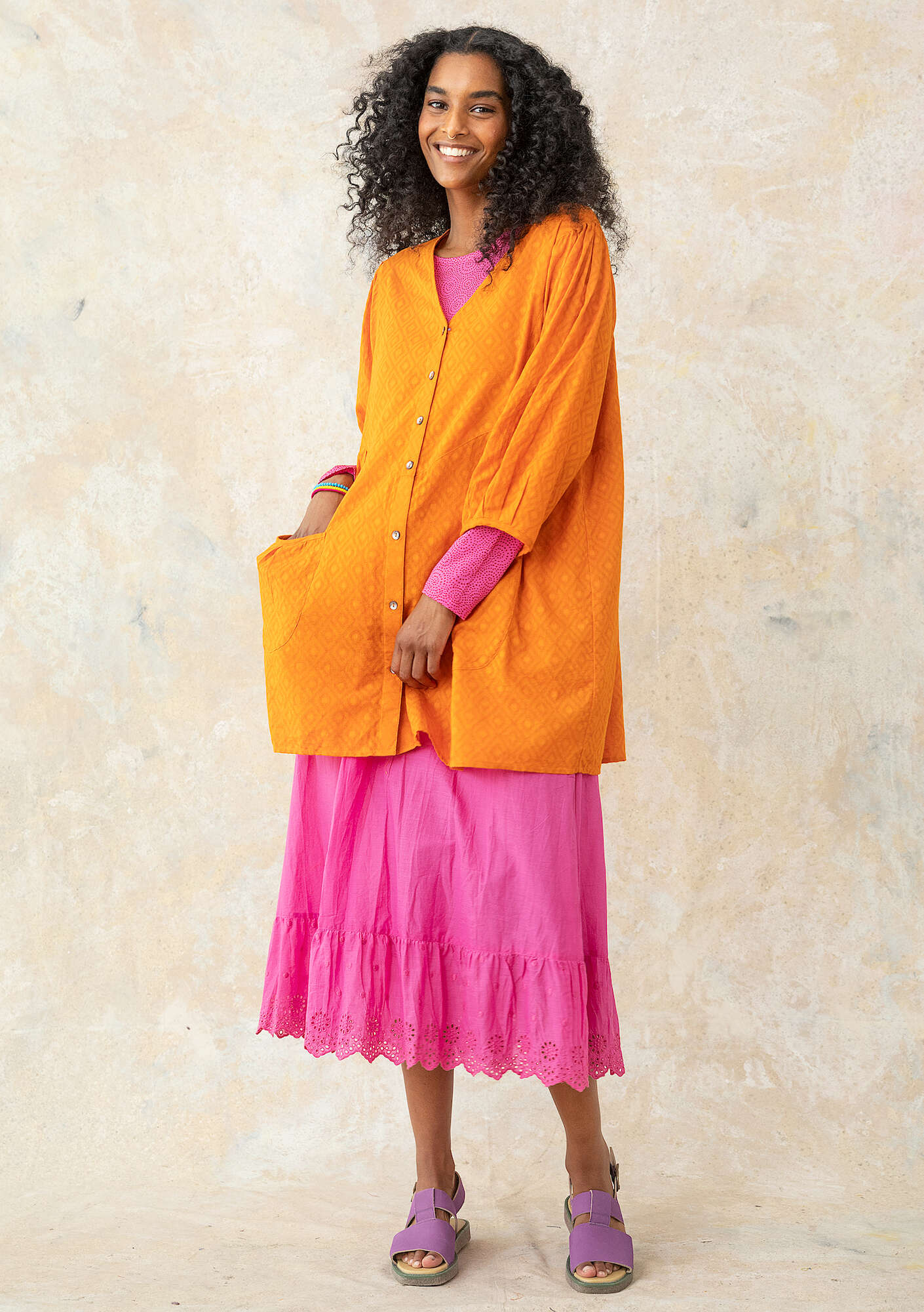 Woven organic cotton smock blouse