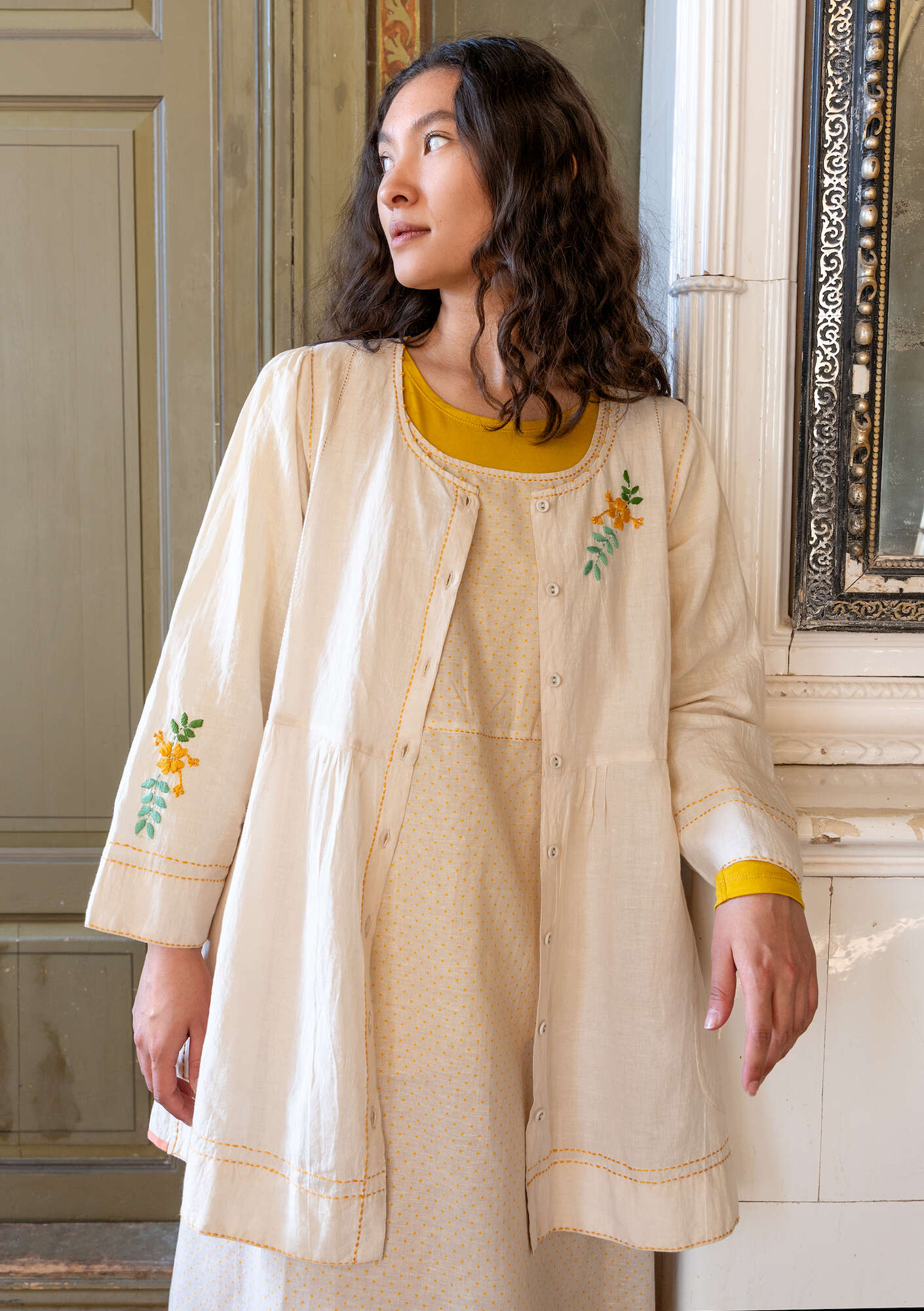 "Shimla" organic cotton/linen smock blouse