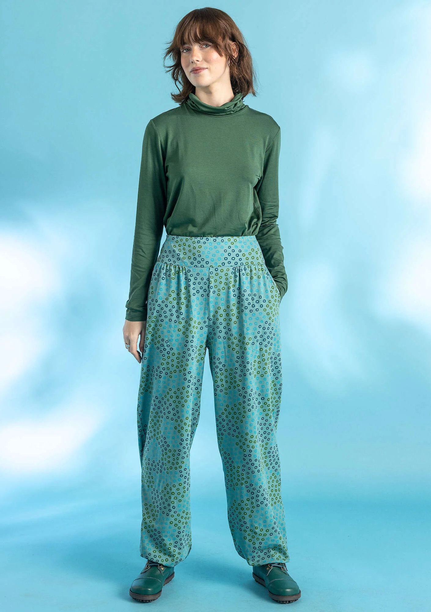 Östella" organic cotton/elÖstane jersey trousers