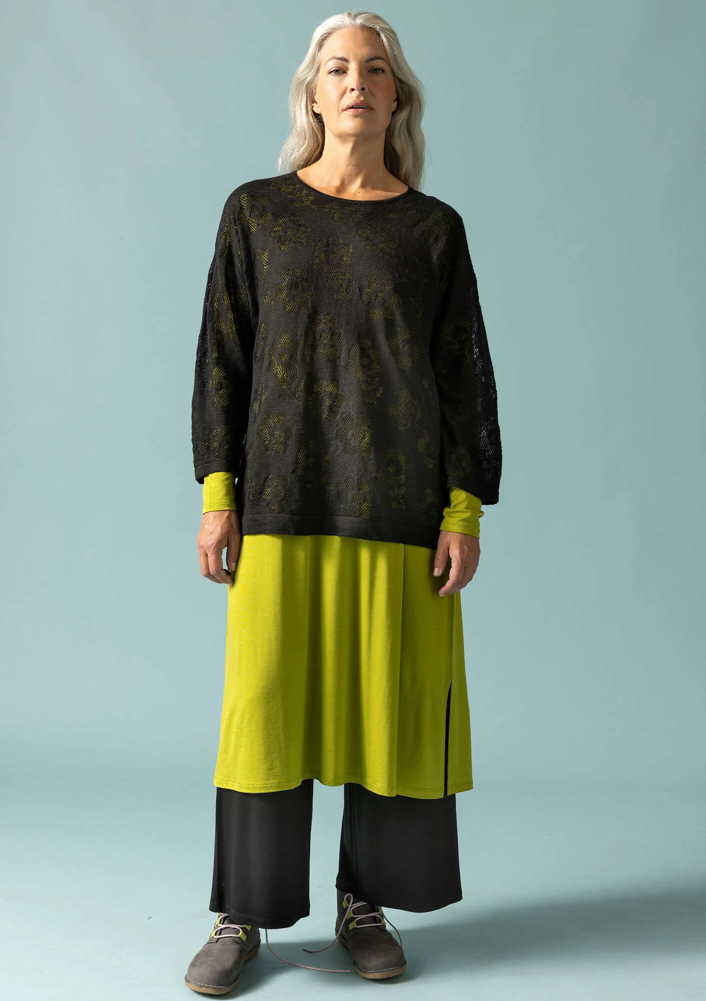 Linen/recycled linen pointelle sweater