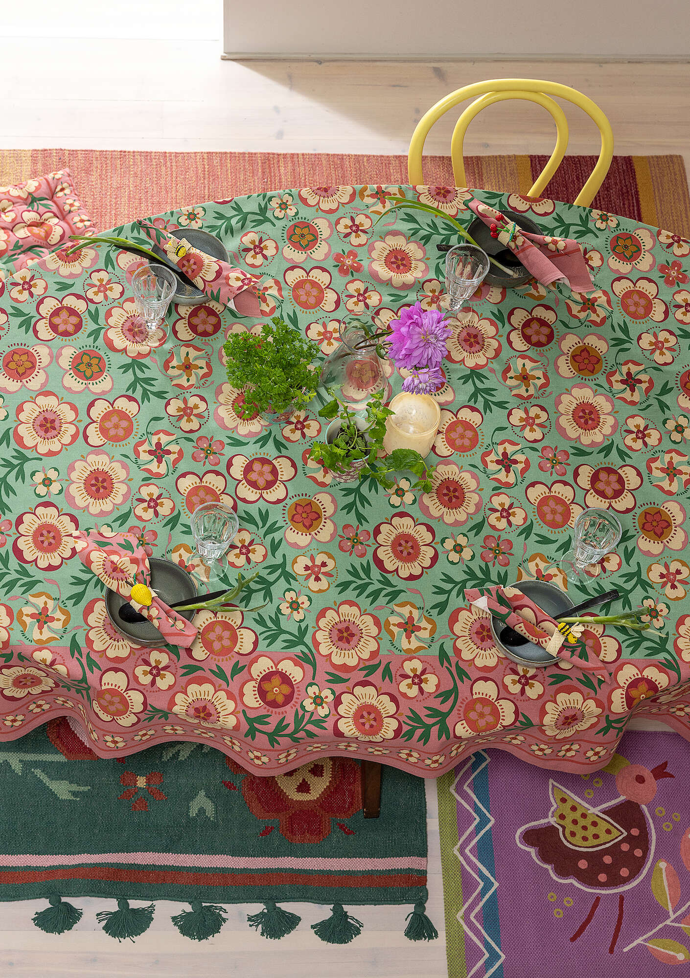 "Desert Bloom" organic cotton tablecloth