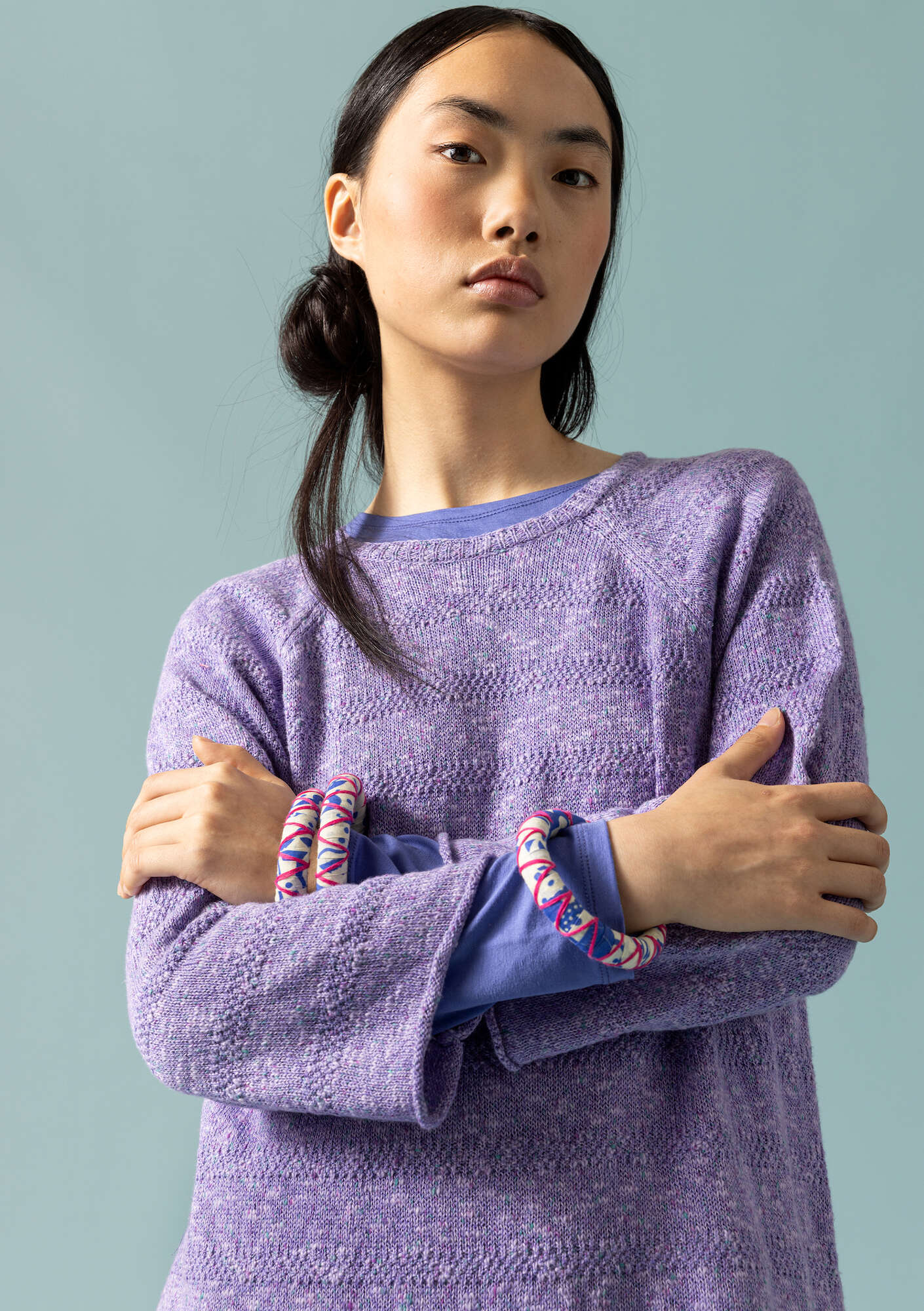 Linen/recycled cotton knit sweater