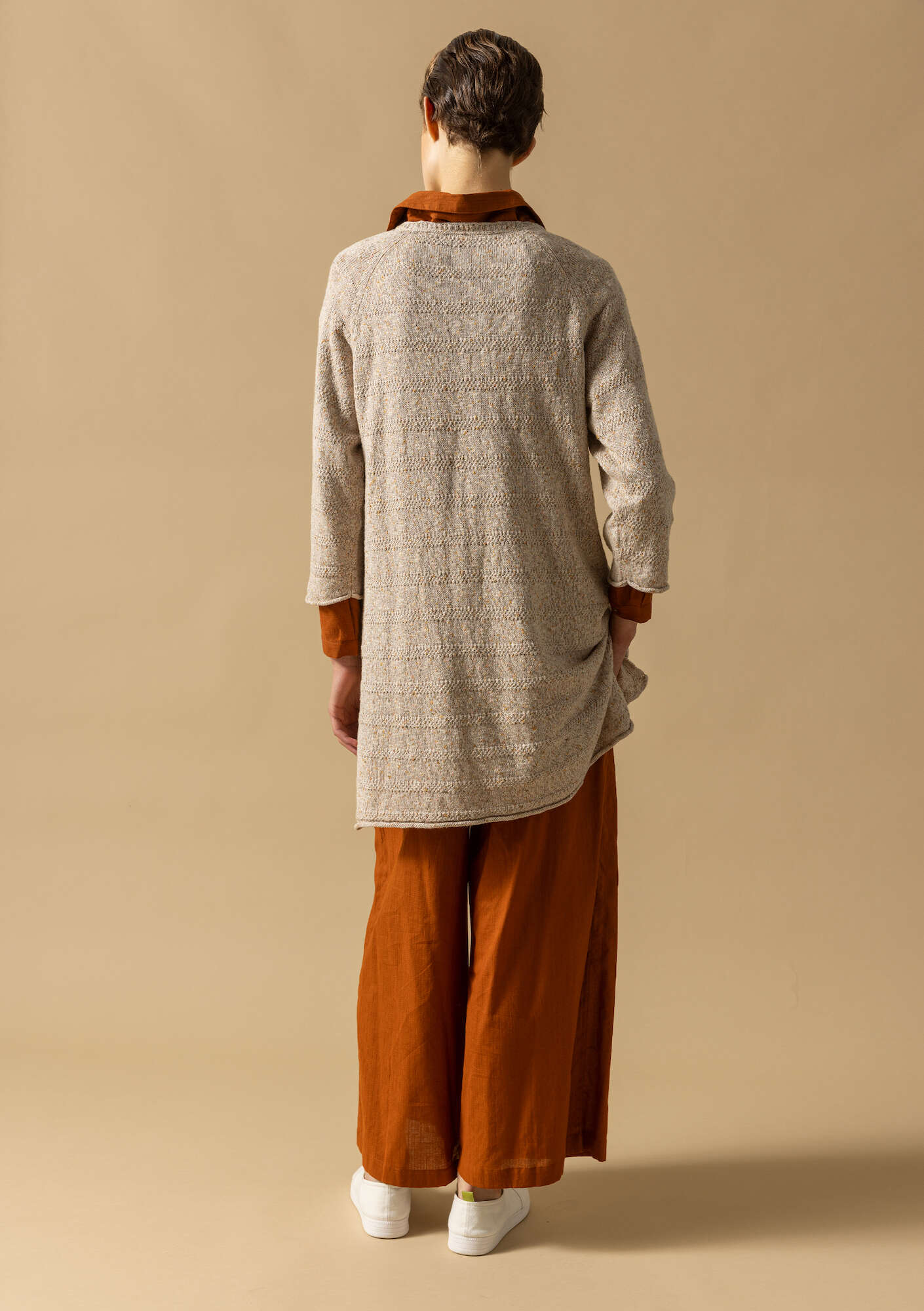 Linen/recycled cotton knit sweater