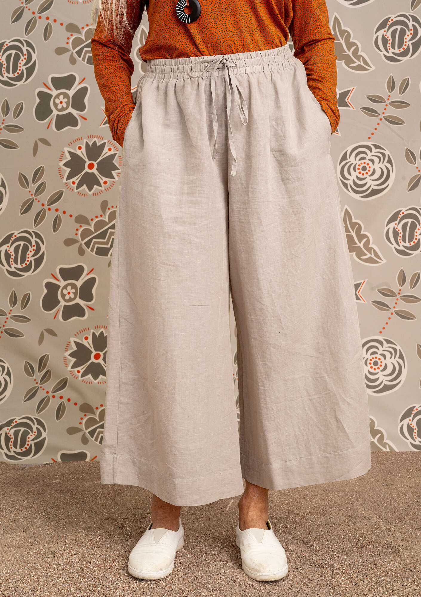 "Amber" woven organic cotton/linen trousers