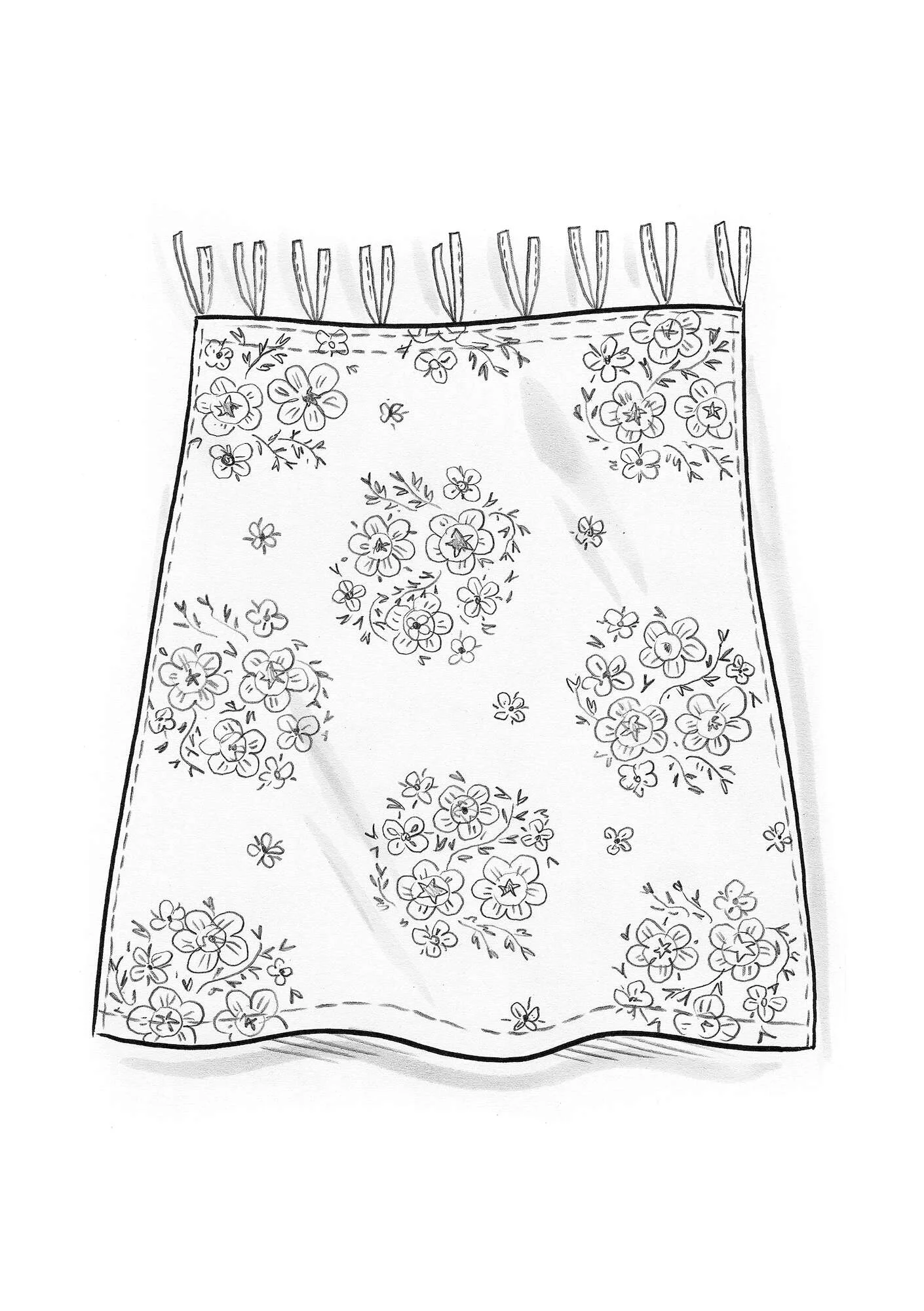 "Desert Bloom" organic cotton short curtain