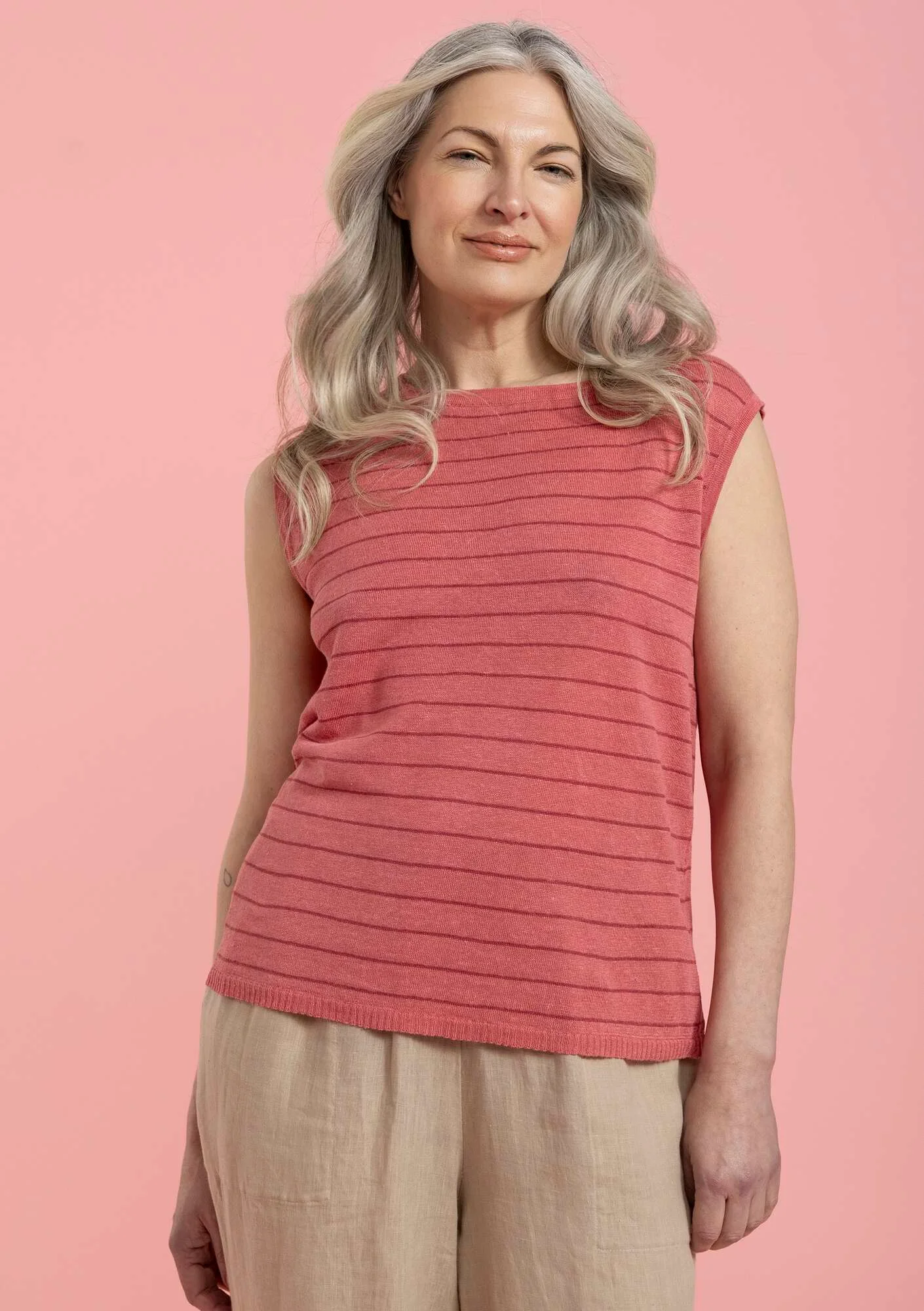 Linen knit tank top
