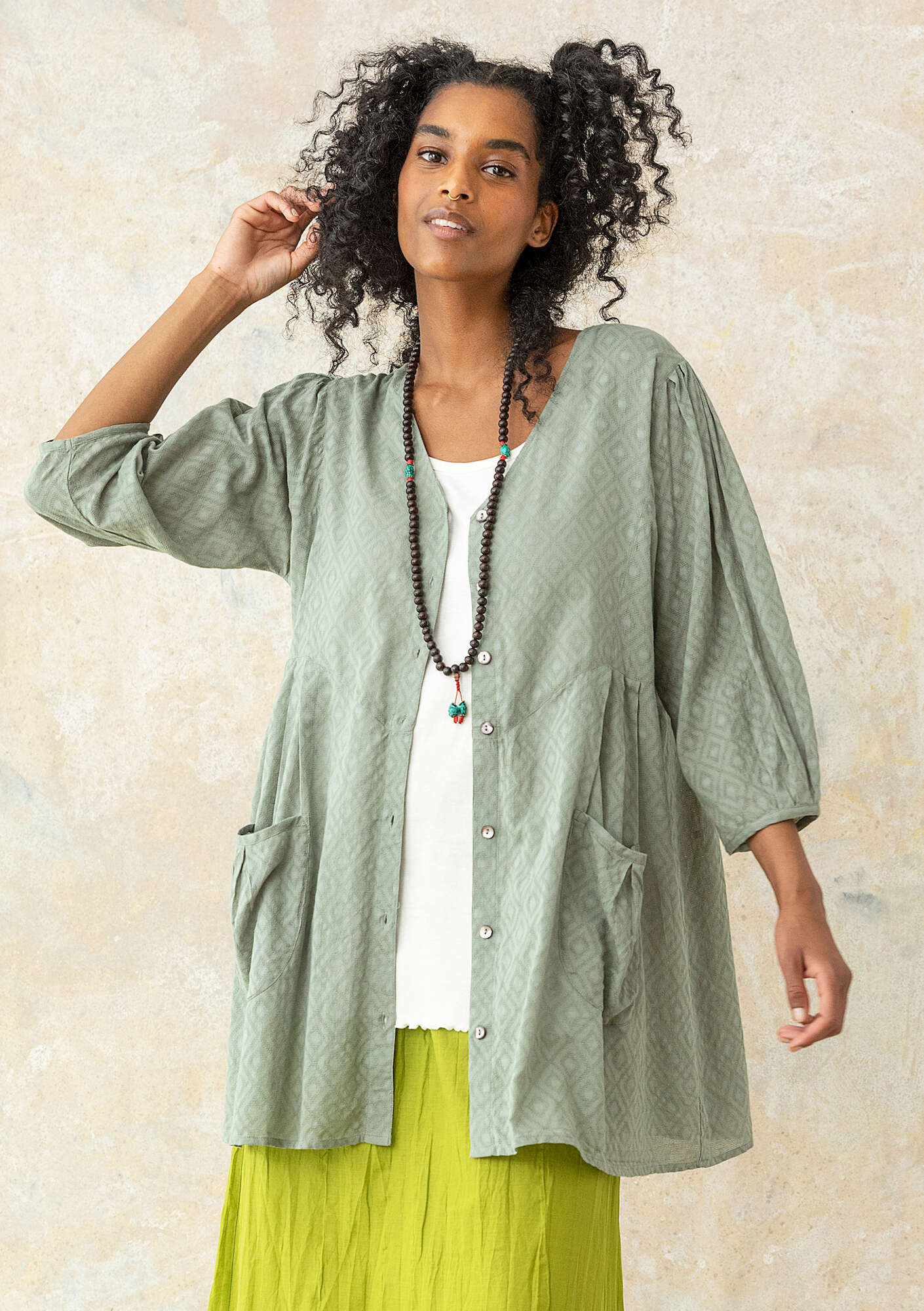 Woven organic cotton smock blouse