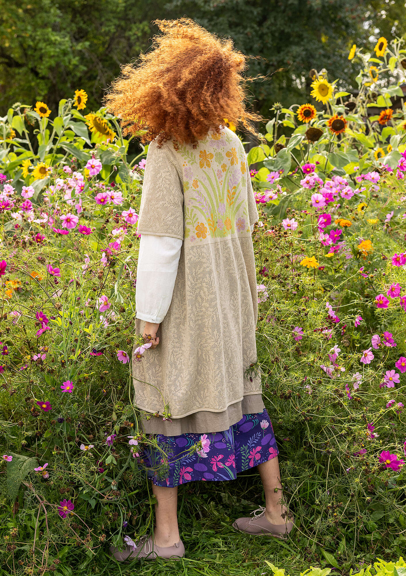 "Iris" linen/recycled cotton pointelle coatigan