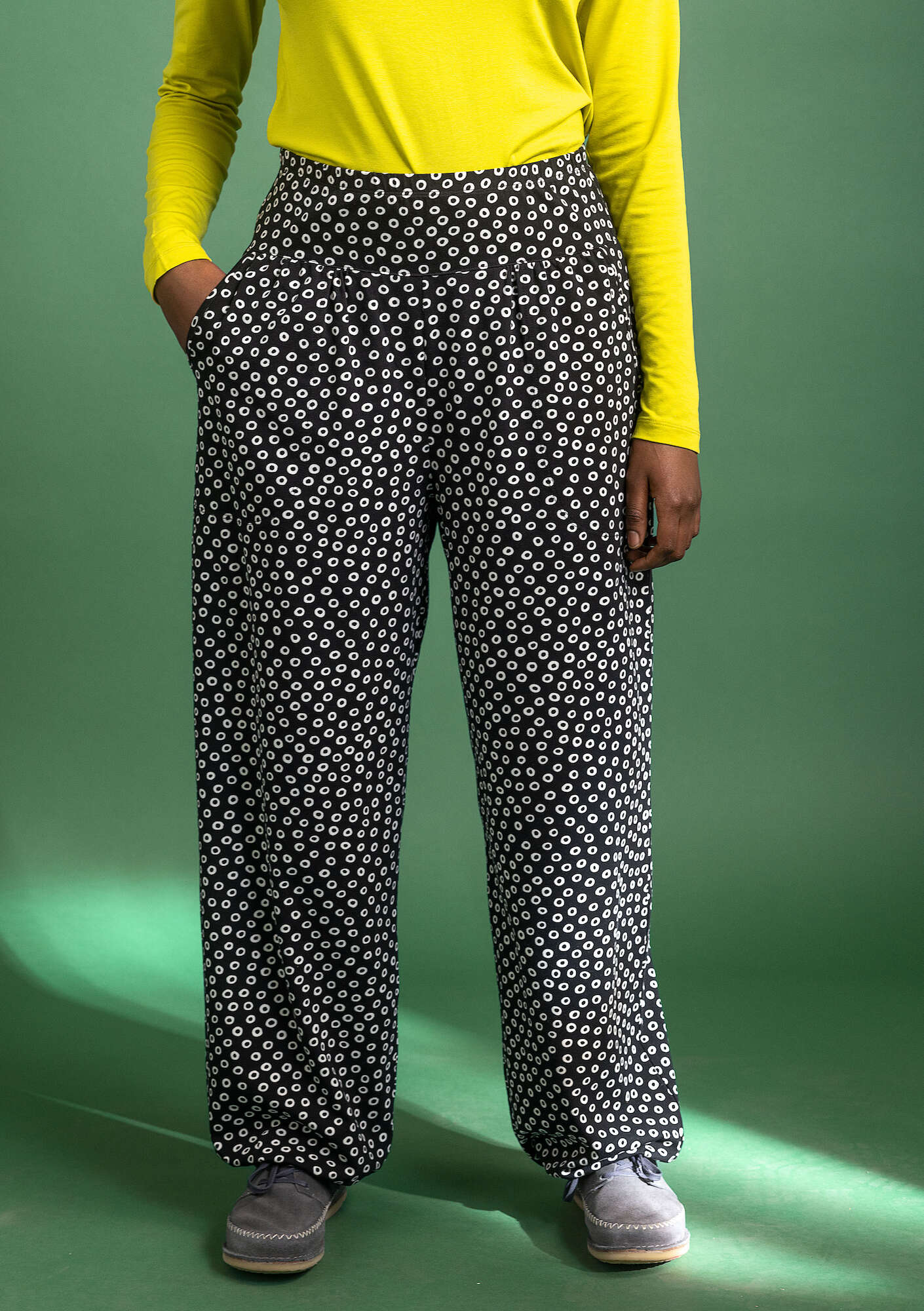 Östella" organic cotton/elÖstane jersey trousers