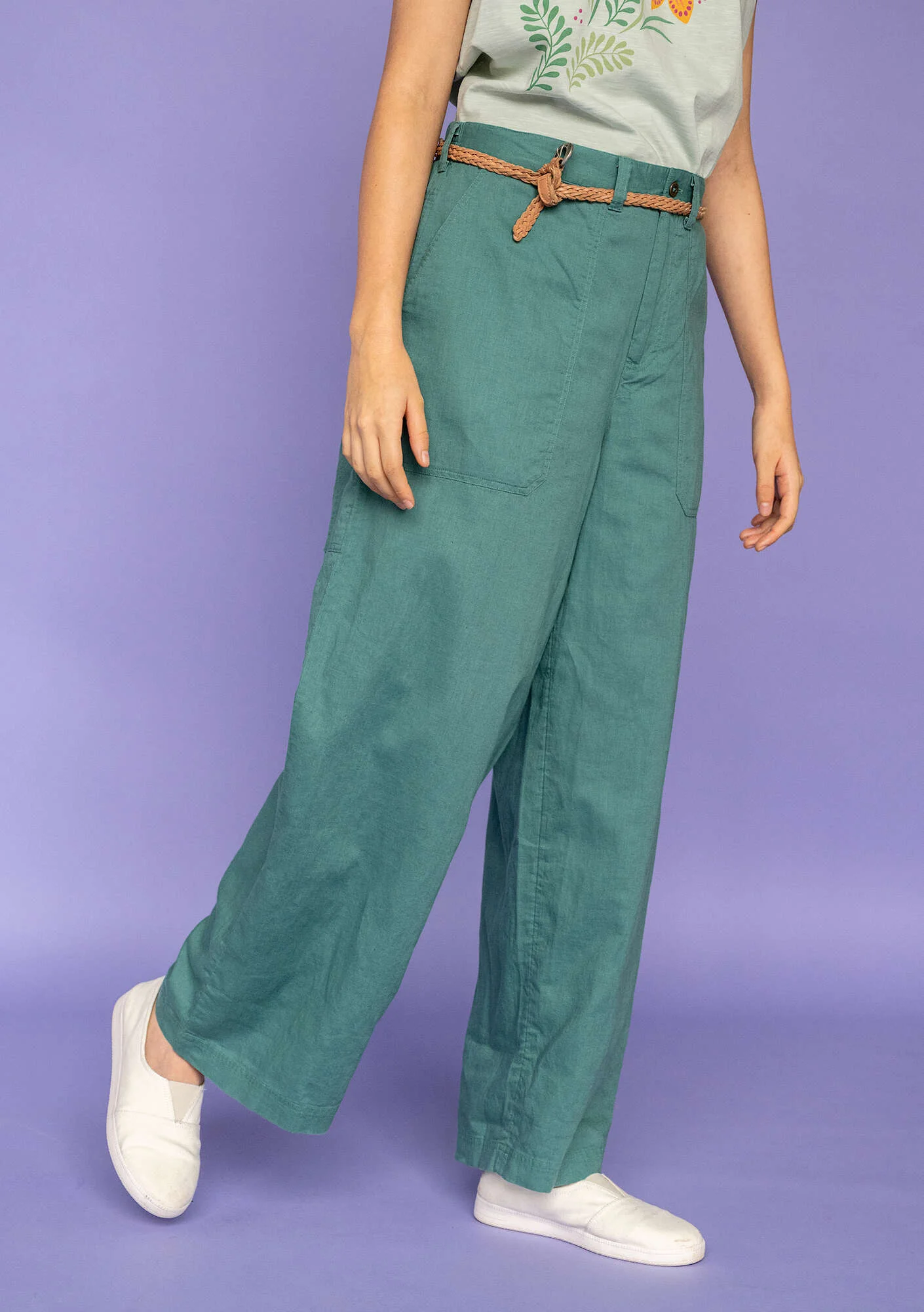 "Garden" woven organic cotton/linen trousers