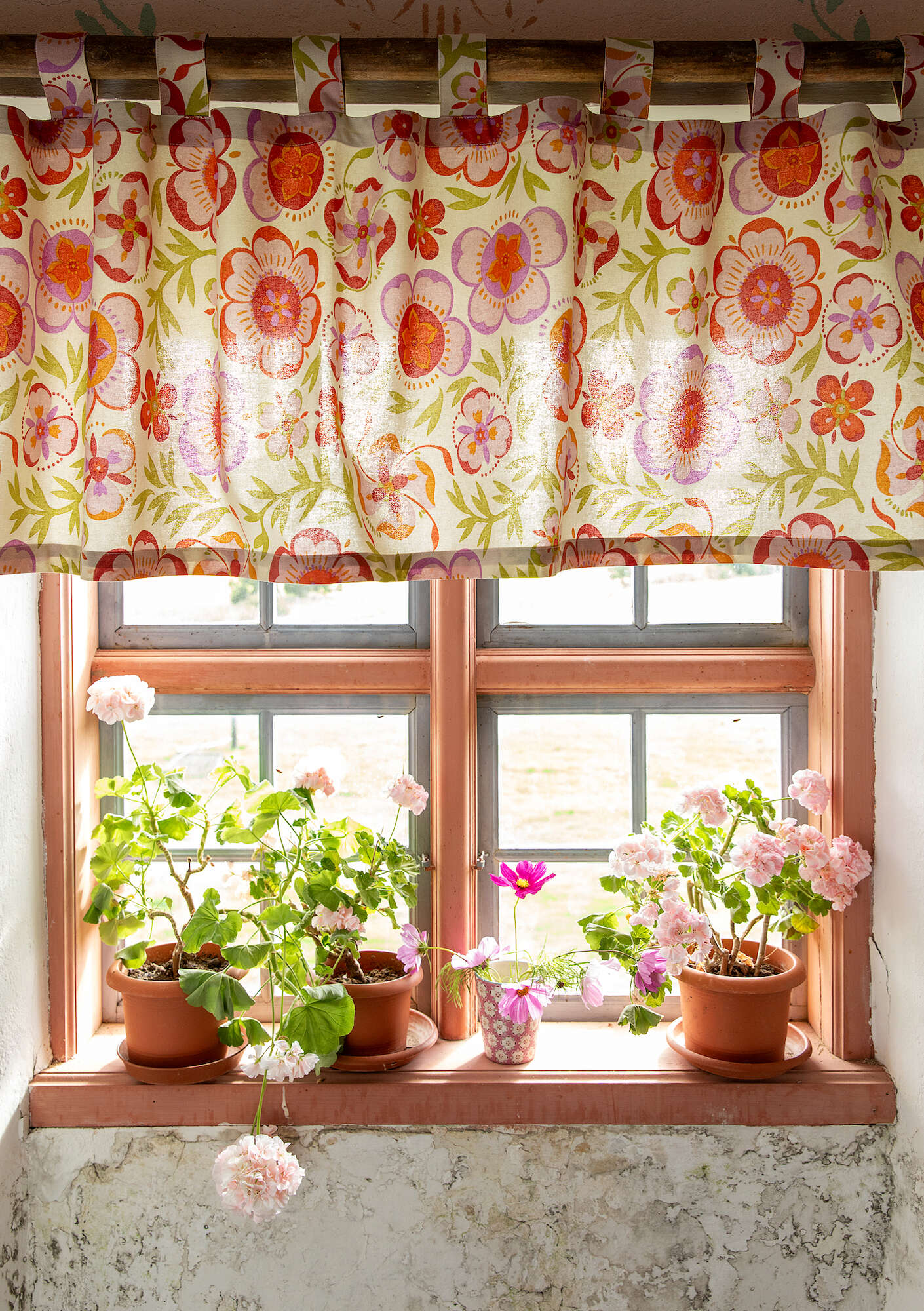 "Desert Bloom" organic cotton curtain valance