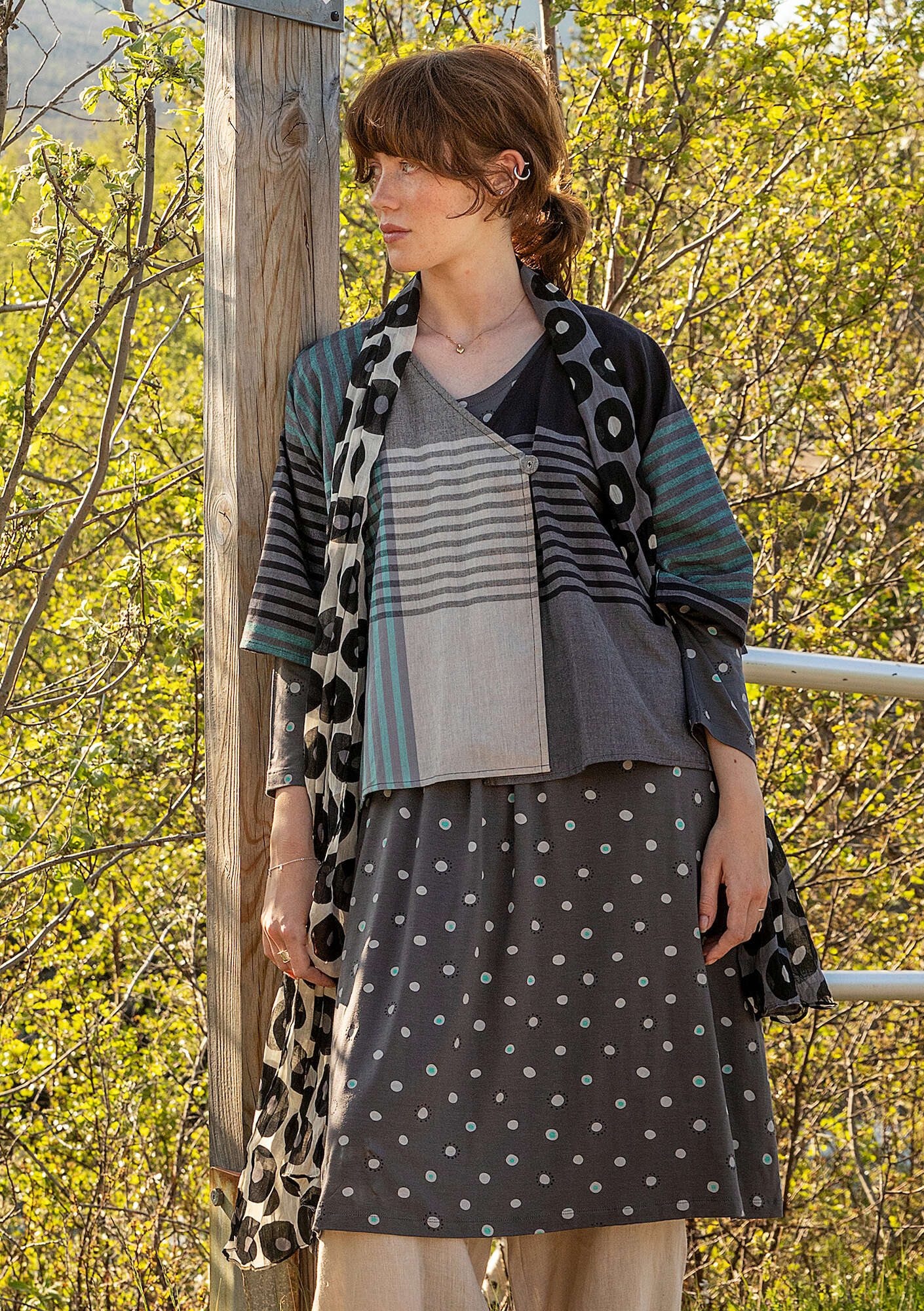 "Madras" woven organic cotton blouse
