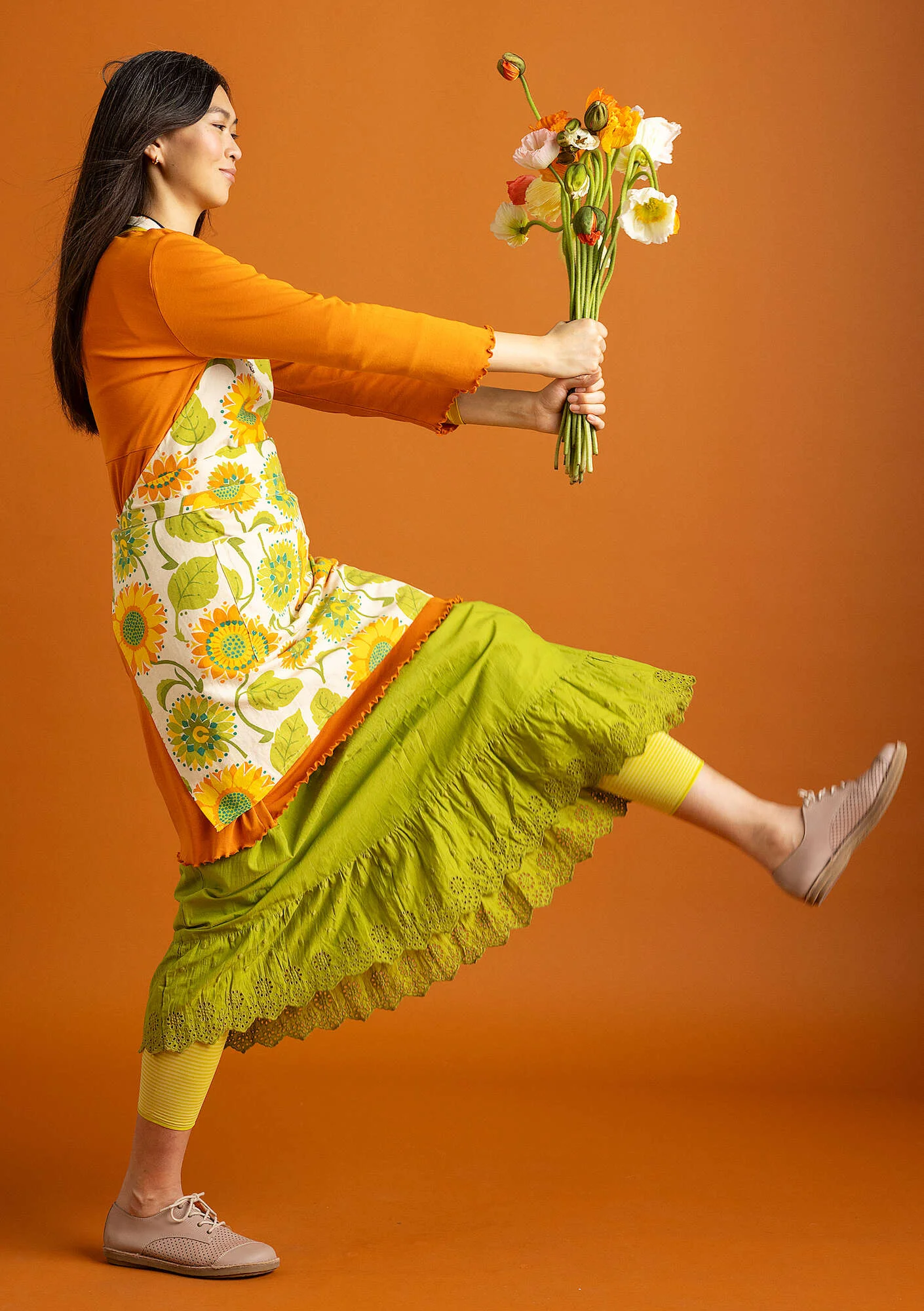 "Sunflower" organic cotton/linen apron