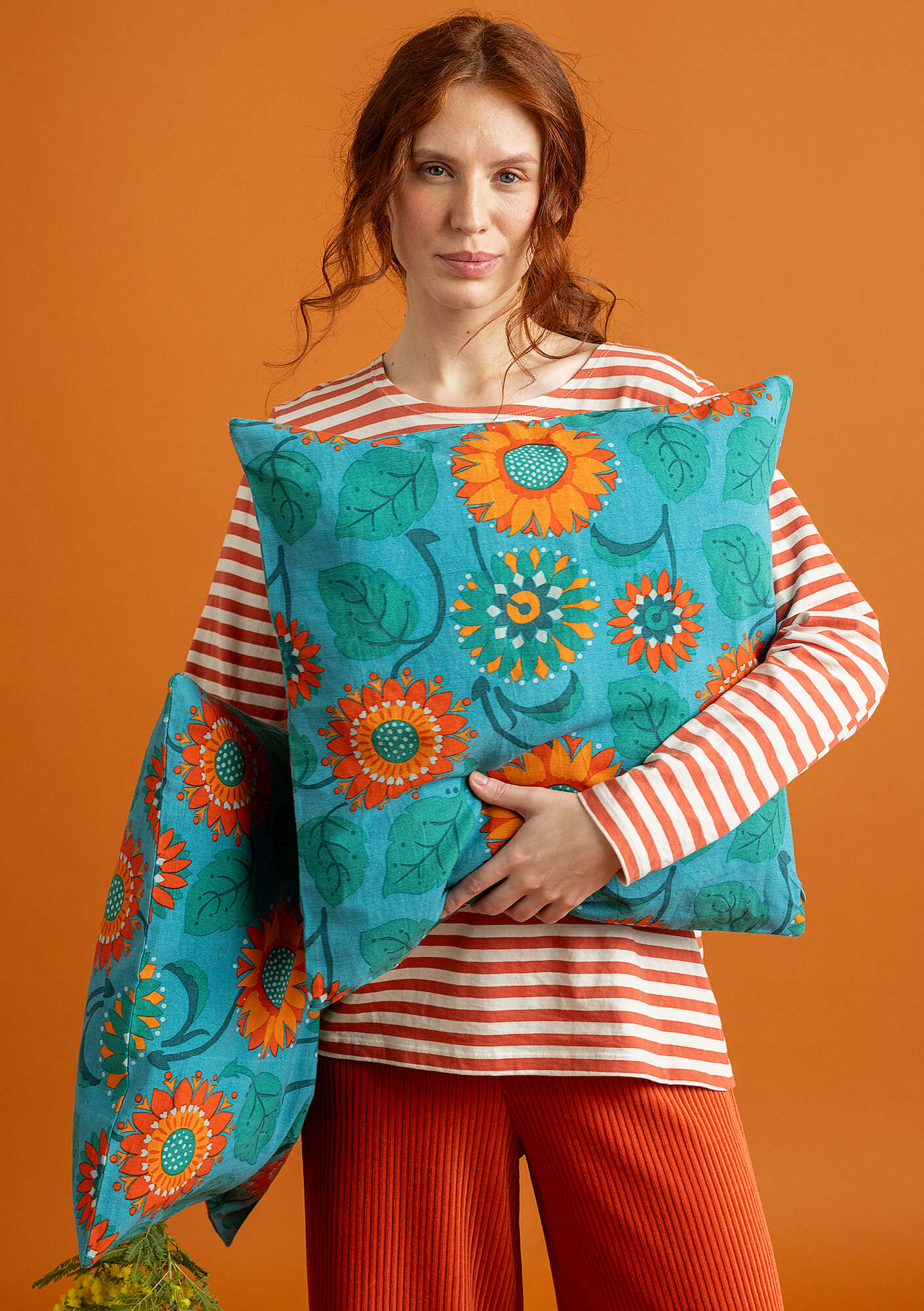 "Sunflower" organic cotton/linen cushion cover
