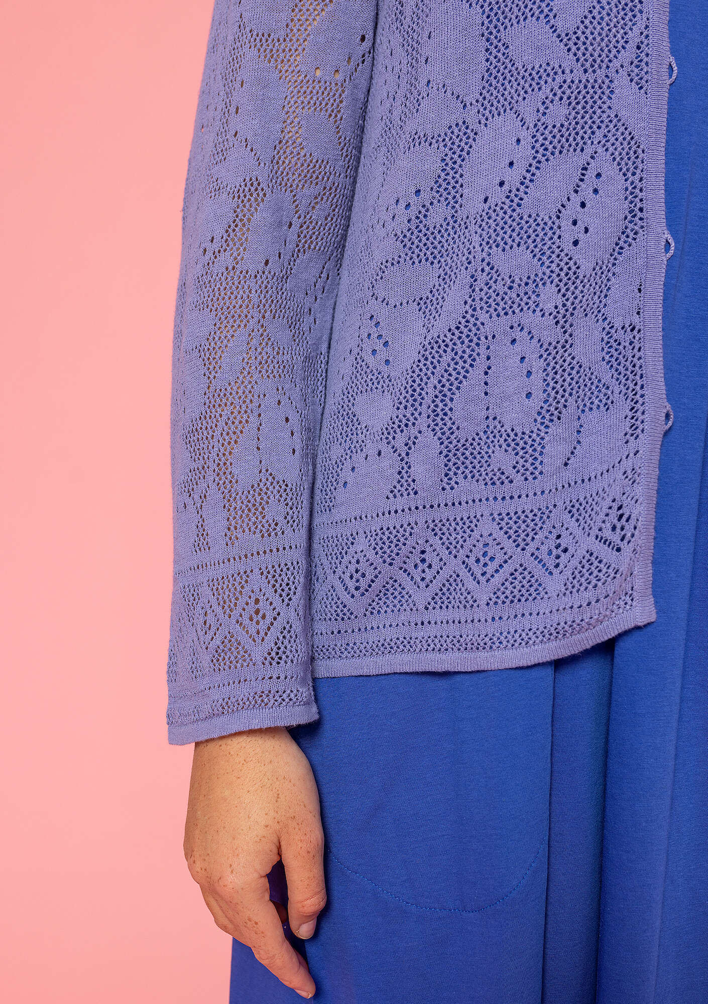 "Luisa" linen/recycled cotton pointelle cardigan