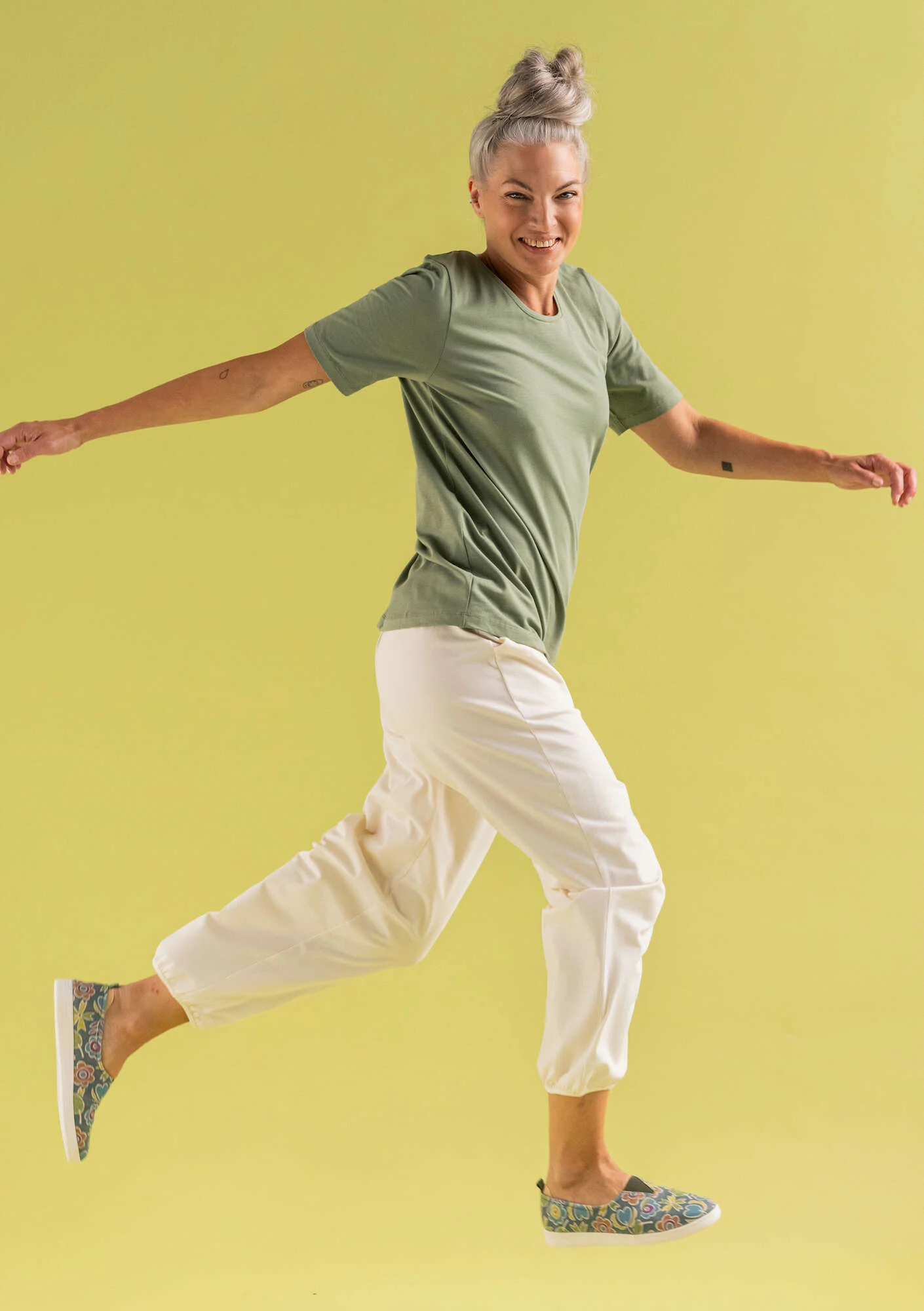 Organic cotton/elÖstane jersey trousers