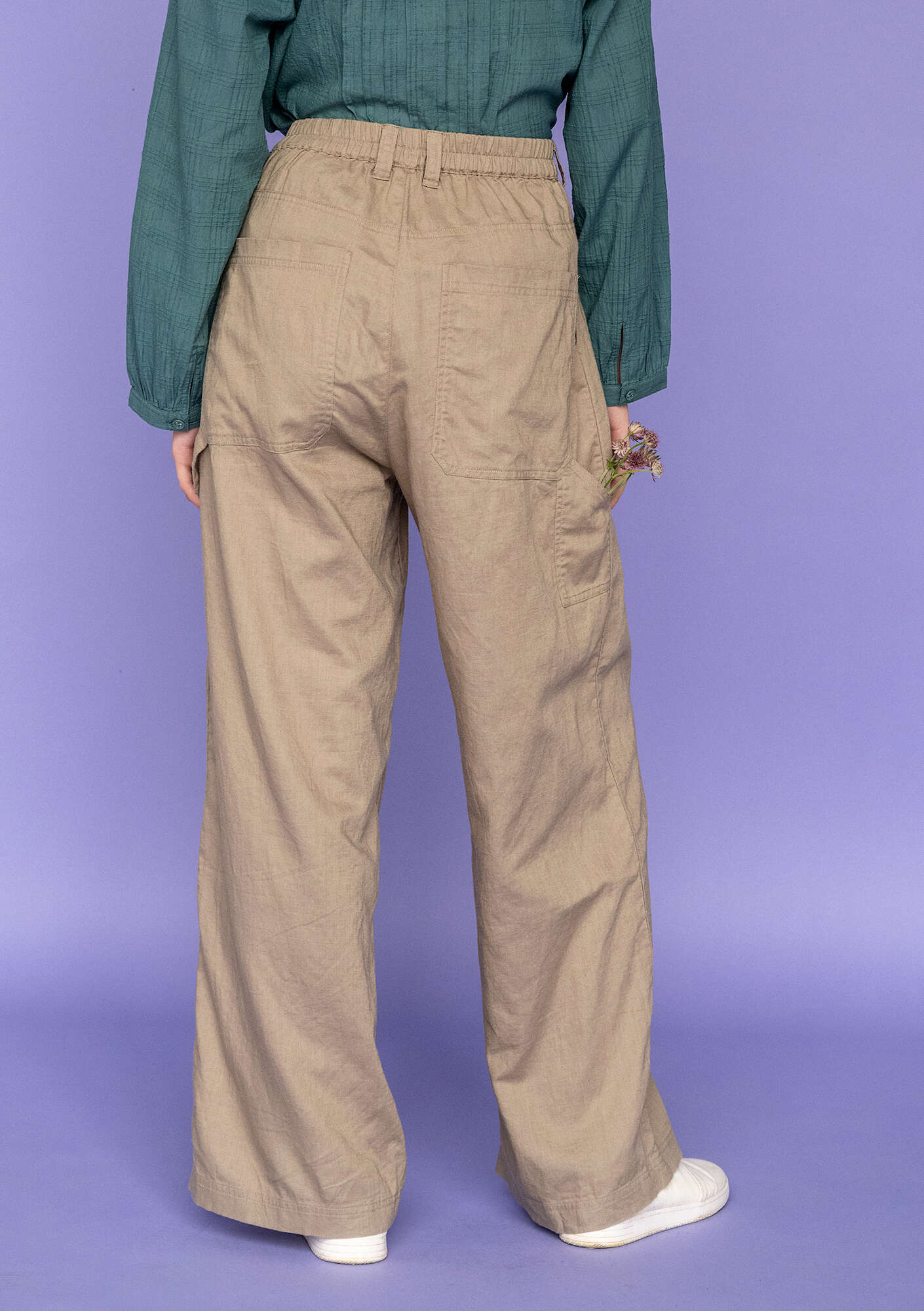 "Garden" woven organic cotton/linen trousers