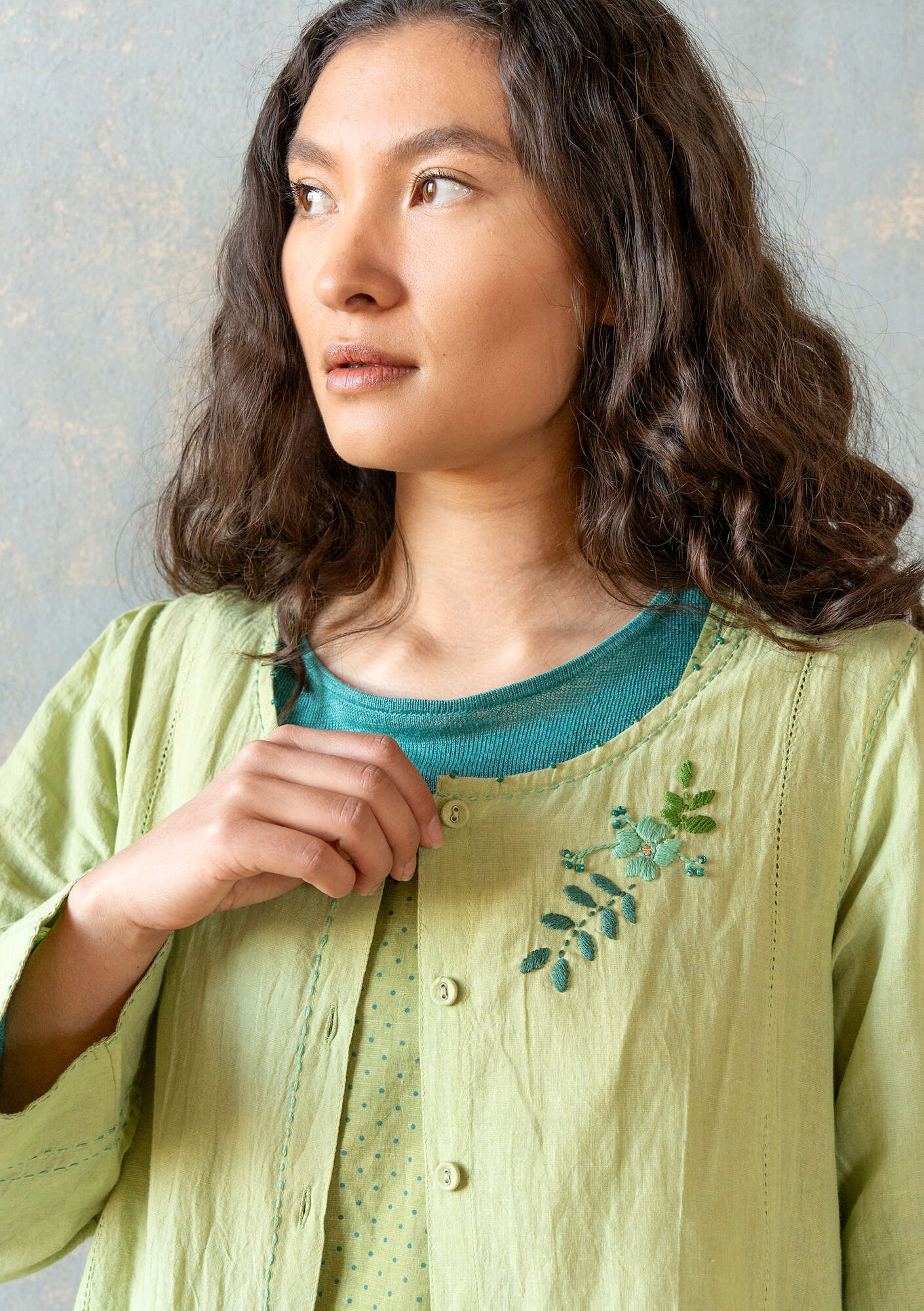 "Shimla" organic cotton/linen smock blouse