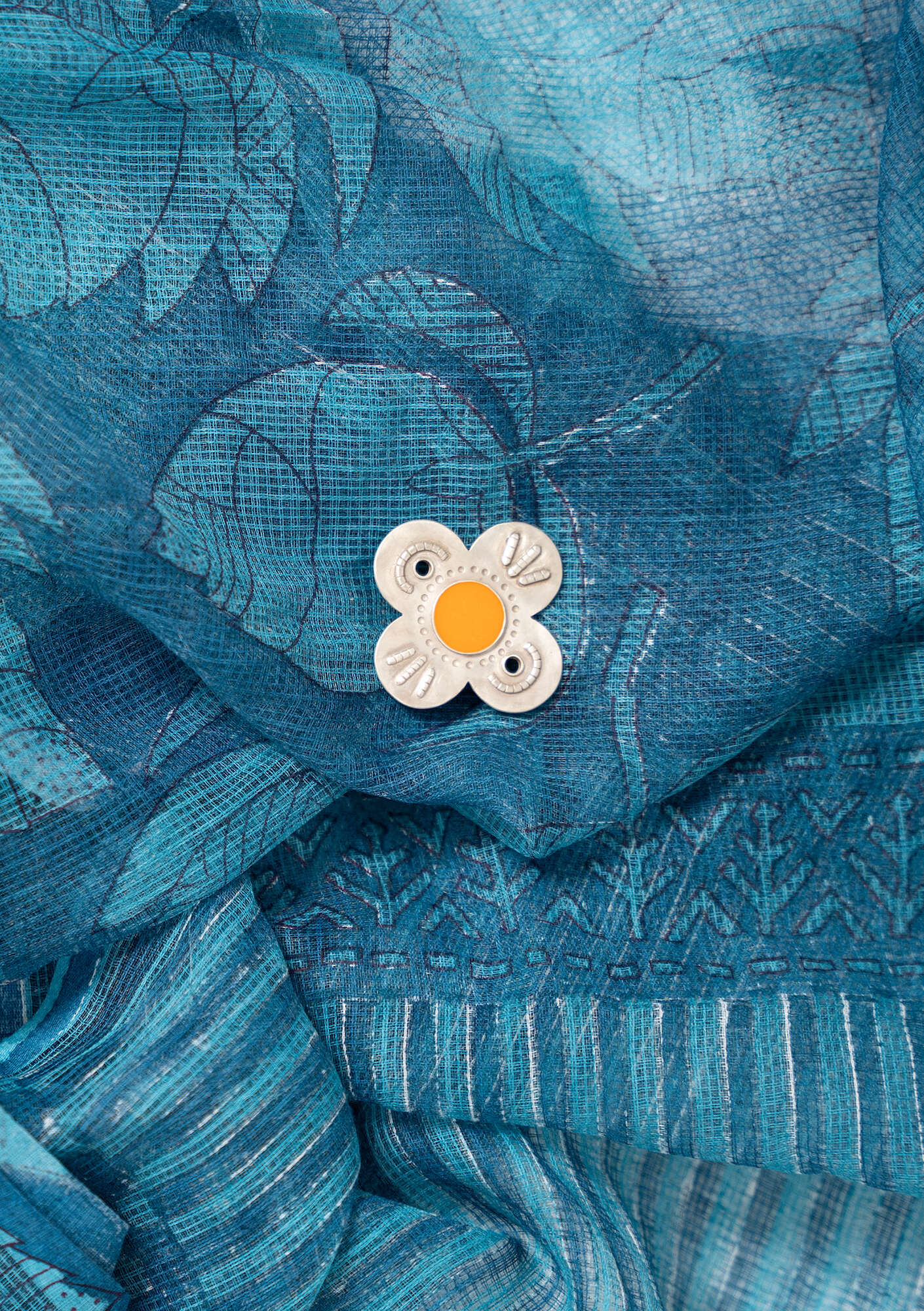 "Flower" silver brooch