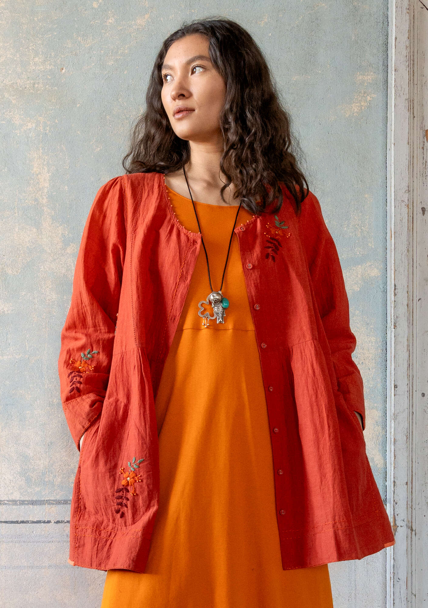 "Shimla" organic cotton/linen smock blouse