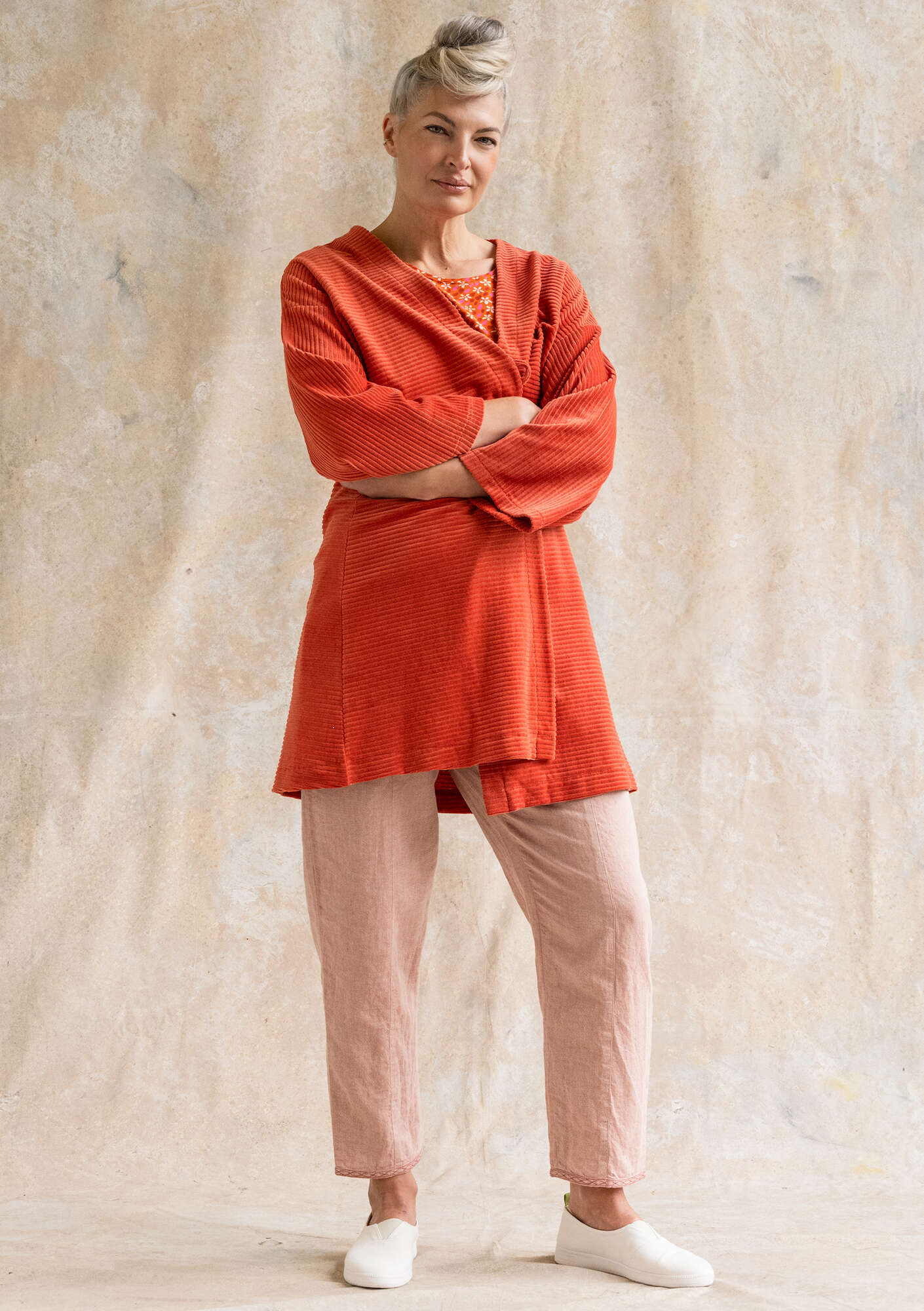 Velour kimono in organic cotton/recycled polyÖster