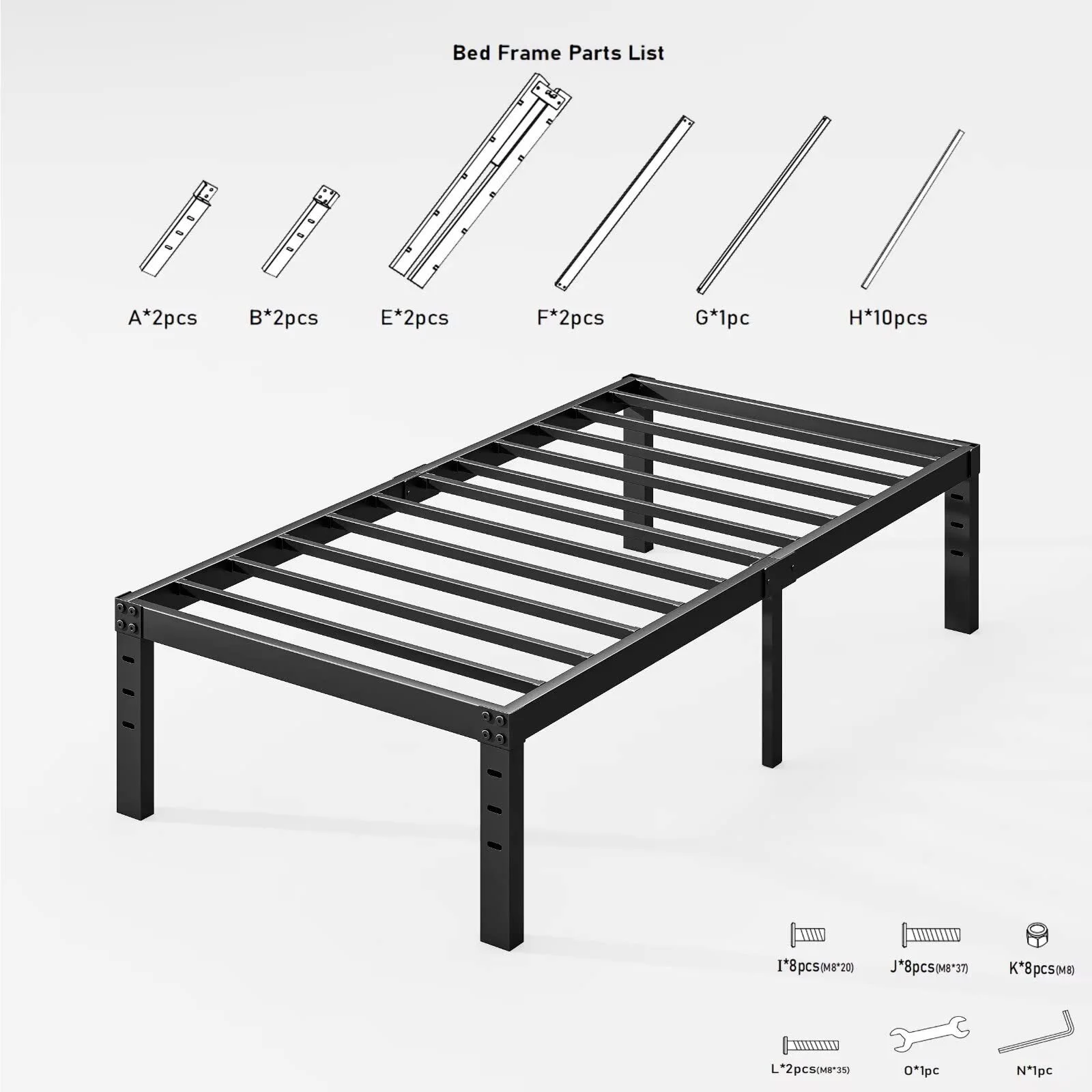 ULIESC 14″ Heavy Duty Metal Platform Bed Frame, No Box Spring Needed, Queen Size