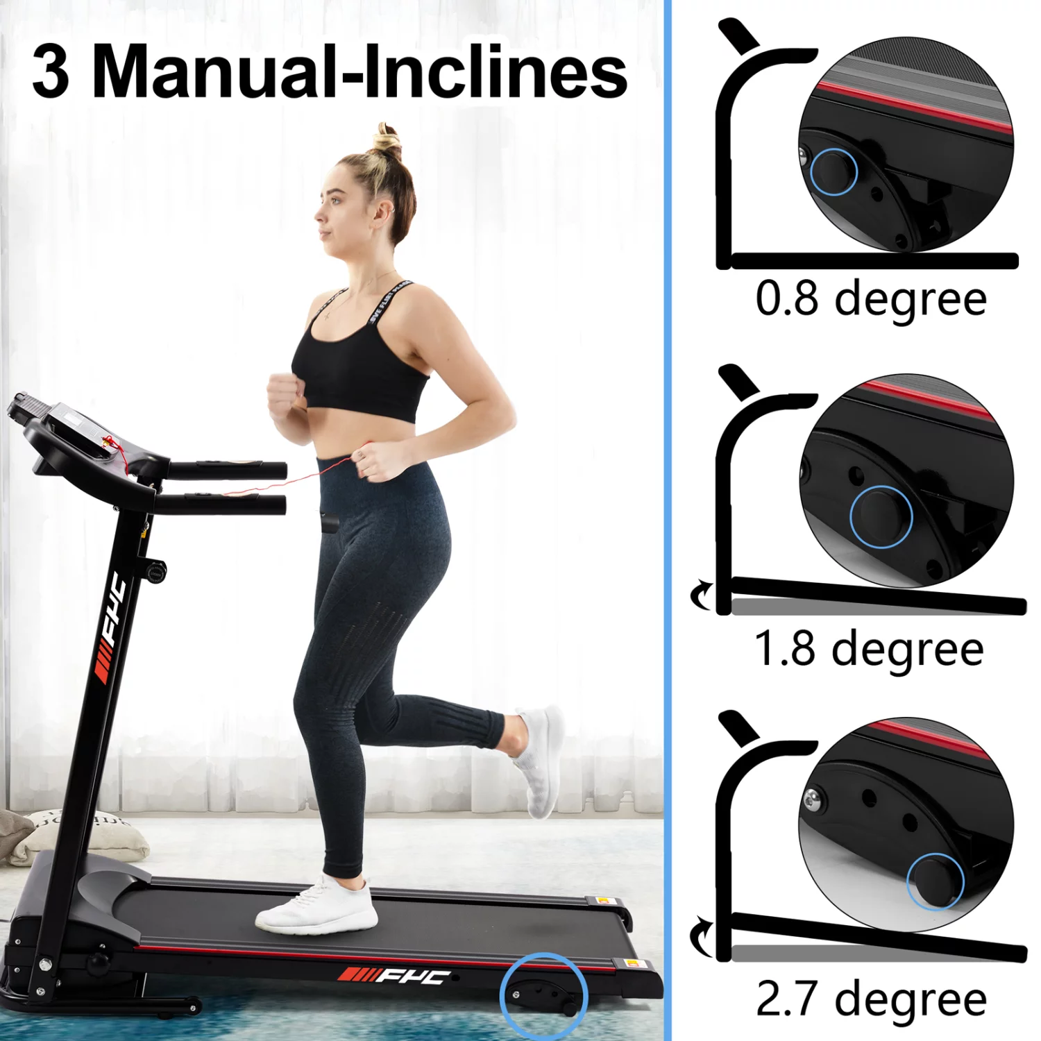 Folding Treadmills for Home with Bluetooth and Incline, 2.5HP Portable Running Machine Electric Compact Treadmills Foldable for Exercise Home Gym Fitness Walking Jogging