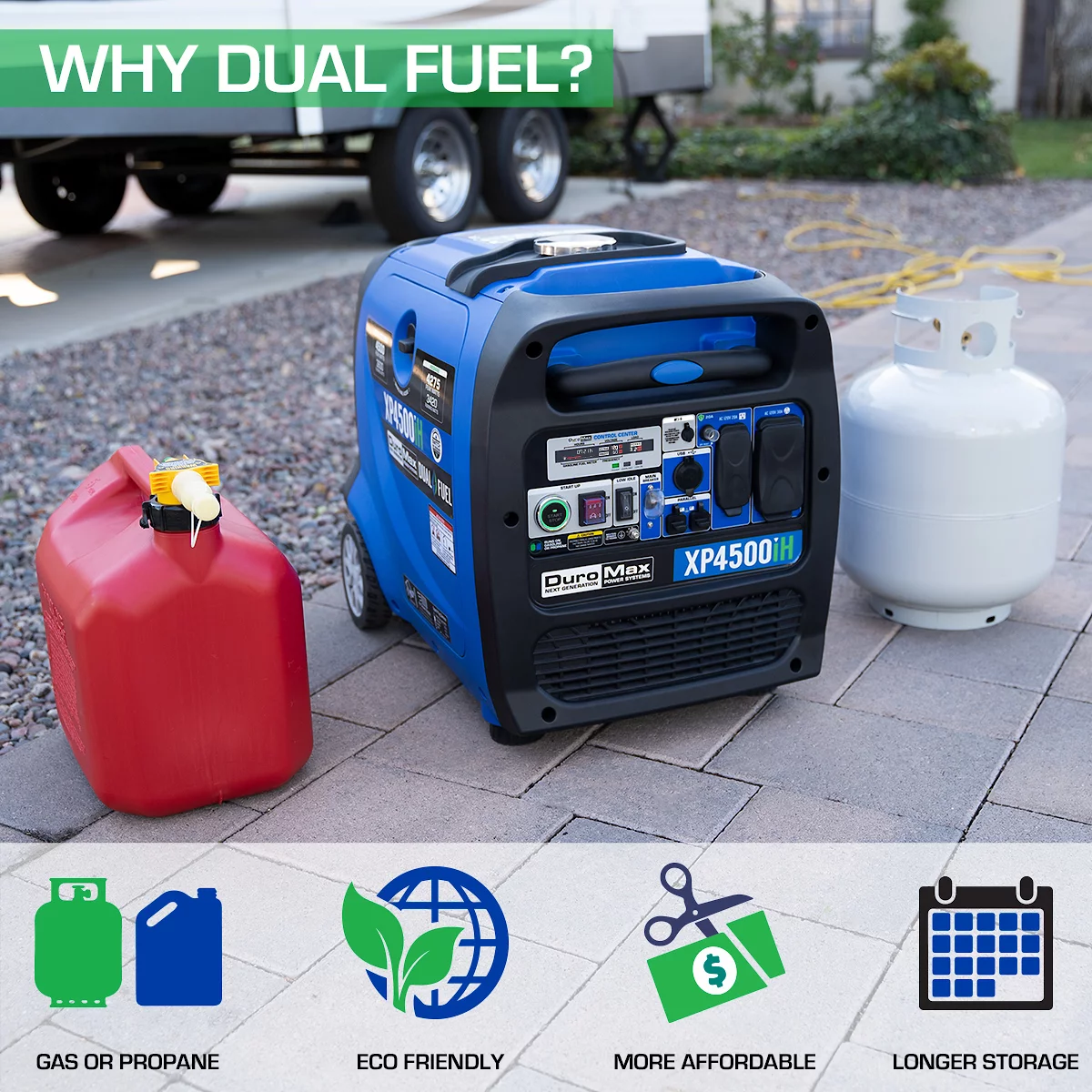 DuroMax XP4500iH 4,500 Watt Portable Dual Fuel Inverter Generator with CO Alert