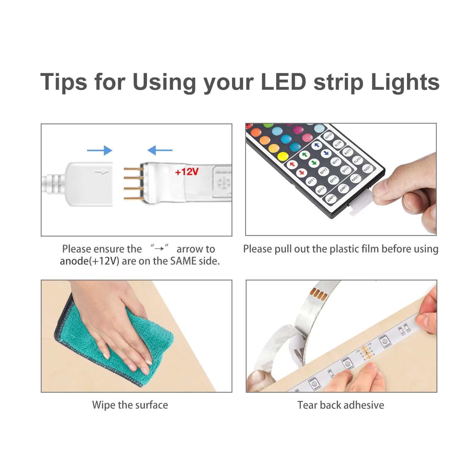 DAYBETTER LED Strip Light 32.8ft,44 Key Remote Control and 12V Power Supply,Bedroom,Party,Room Decor(2 Rolls of 16.4ft)