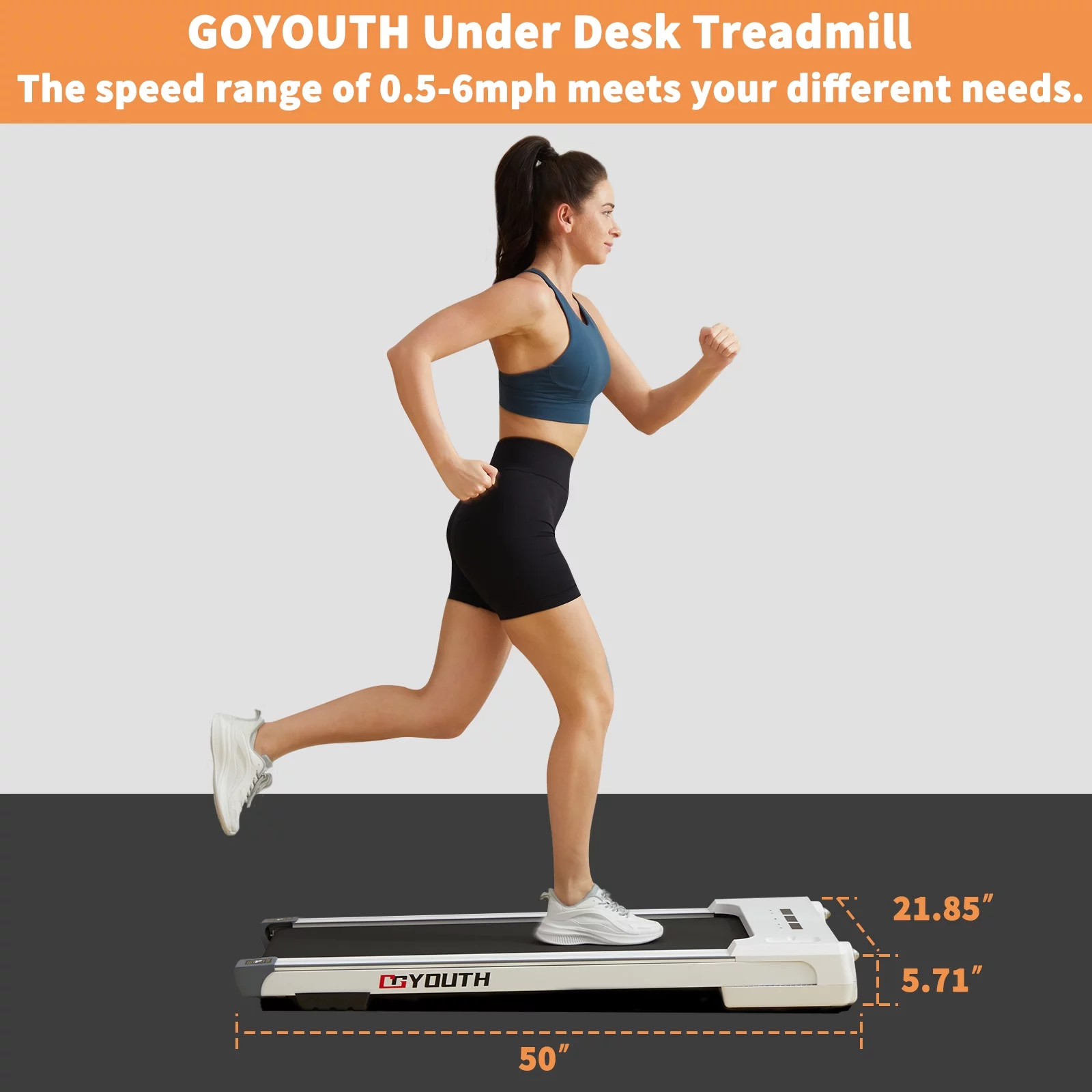 GOYOUTH Under Desk Treadmill with Remote Control, Bluetooth Speaker & LED Display Perfect for Home Gym or Office