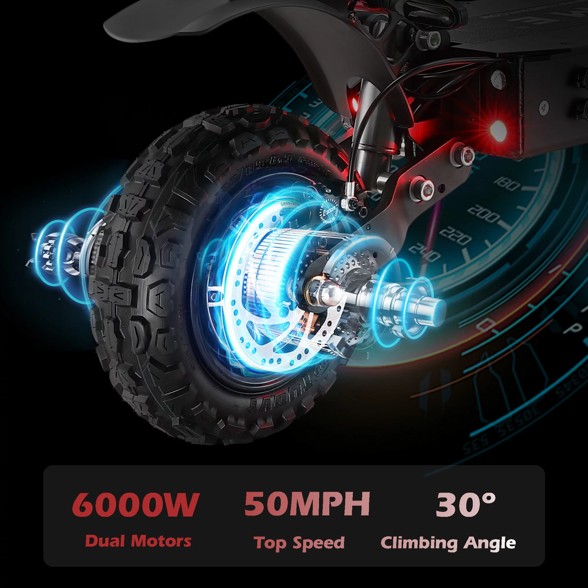 M YUME SCOOTER Y11+ Dual Motors 6000W Max Speed 50 mph, Up to 50 Miles Long-Range Battery and  Fastest Electric Scooter for Adults