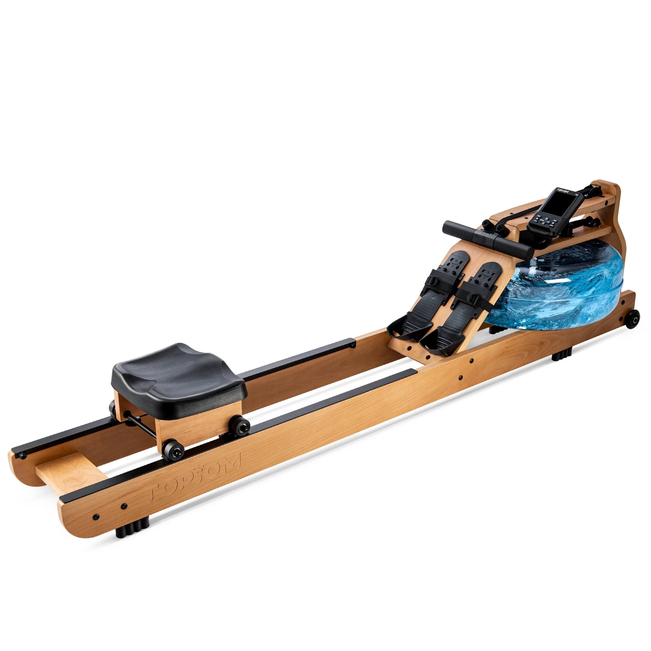 Topiom Water Rowing Machine with TM-3 Performance Monitor Bluetooth Connected 400 lbs Max Load