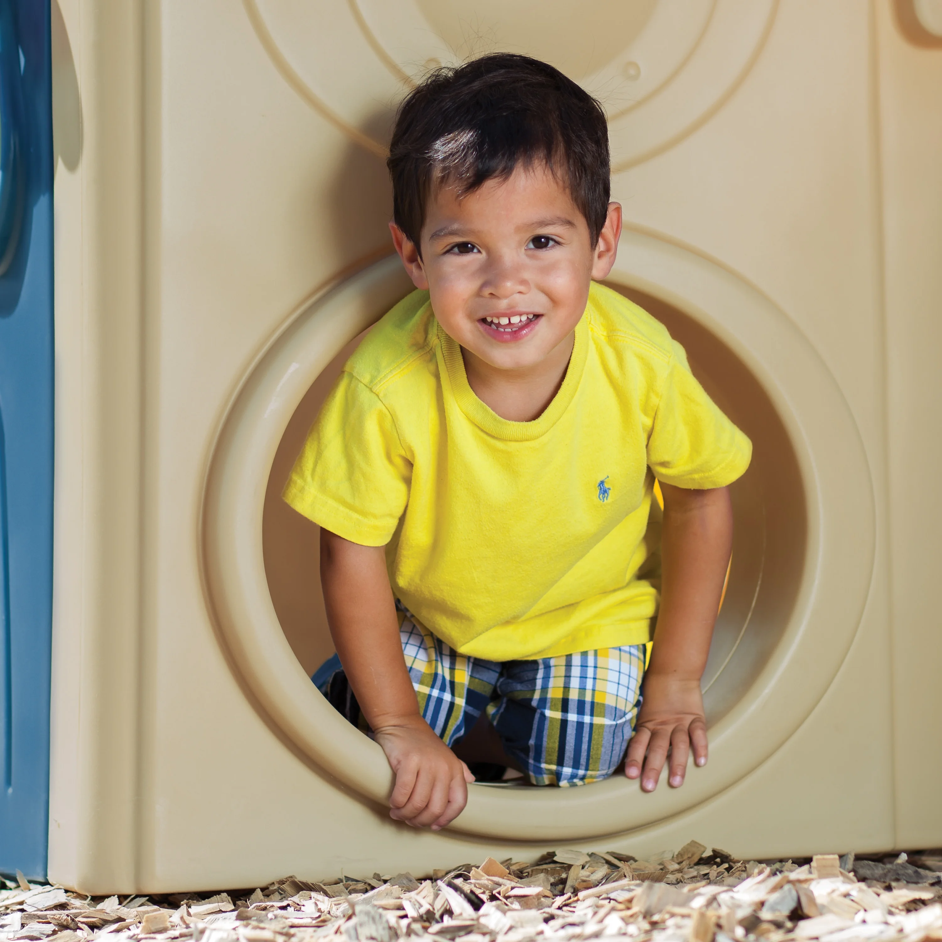 Step2 Neighborhood Fun Center Brown Playhouse with Slide Plastic Kids Outdoor Toys