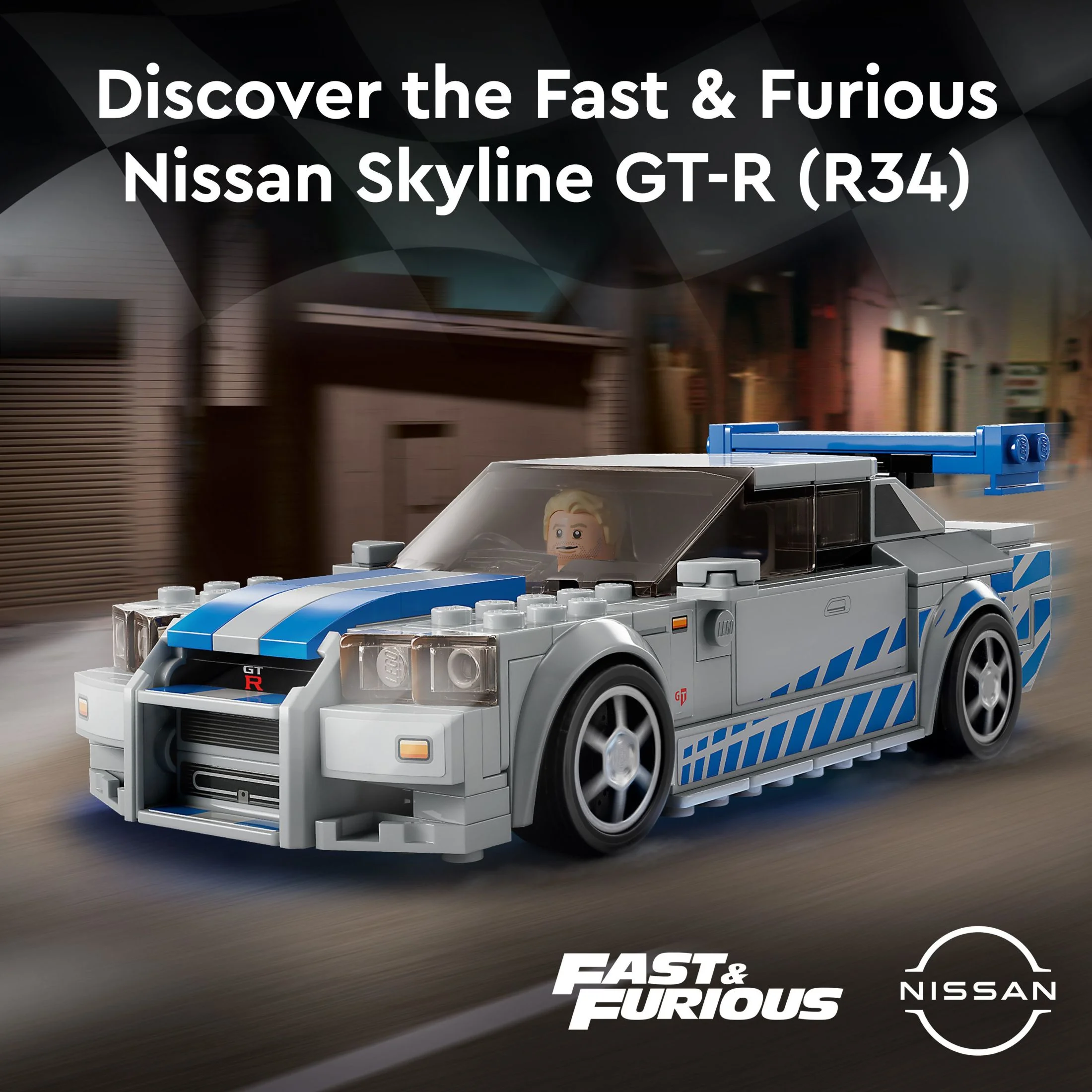 LEGO Speed Champions 2 Fast 2 Furious Nissan Skyline GT-R (R34)  76917 Race Car Toy Model Building Kit, Collectible with Racer Minifigure, 2023 Set for Kids