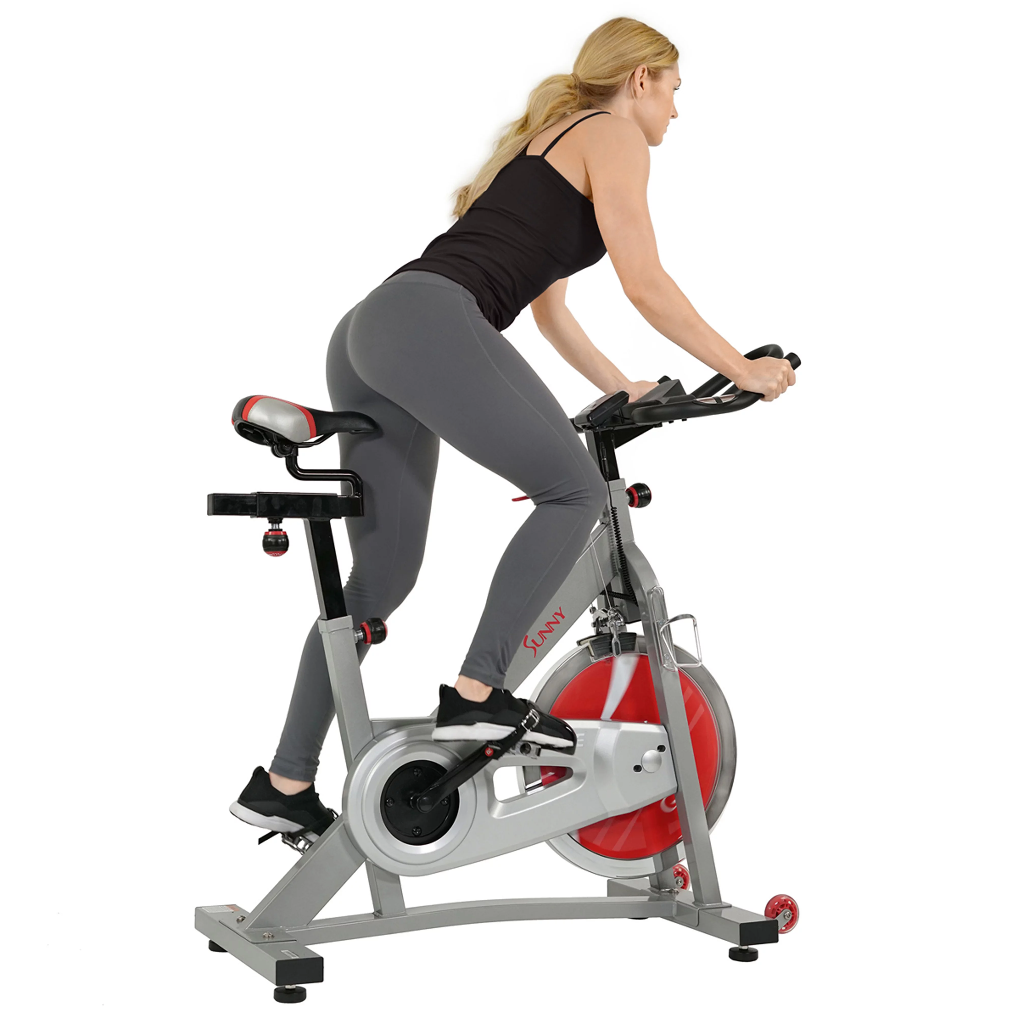 Sunny Health & Fitness Stationary Belt Drive Pro II Indoor Cycling Exercise Bike w/ 40 lb Flywheel, Home Cardio Workout, SF-B1995