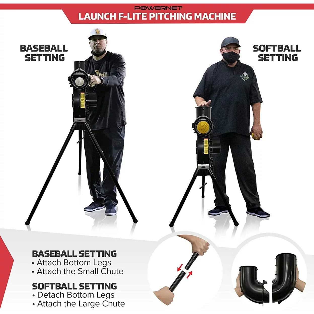 PowerNet Launch F-Lite Baseball and Softball Pitching Machine (1194)