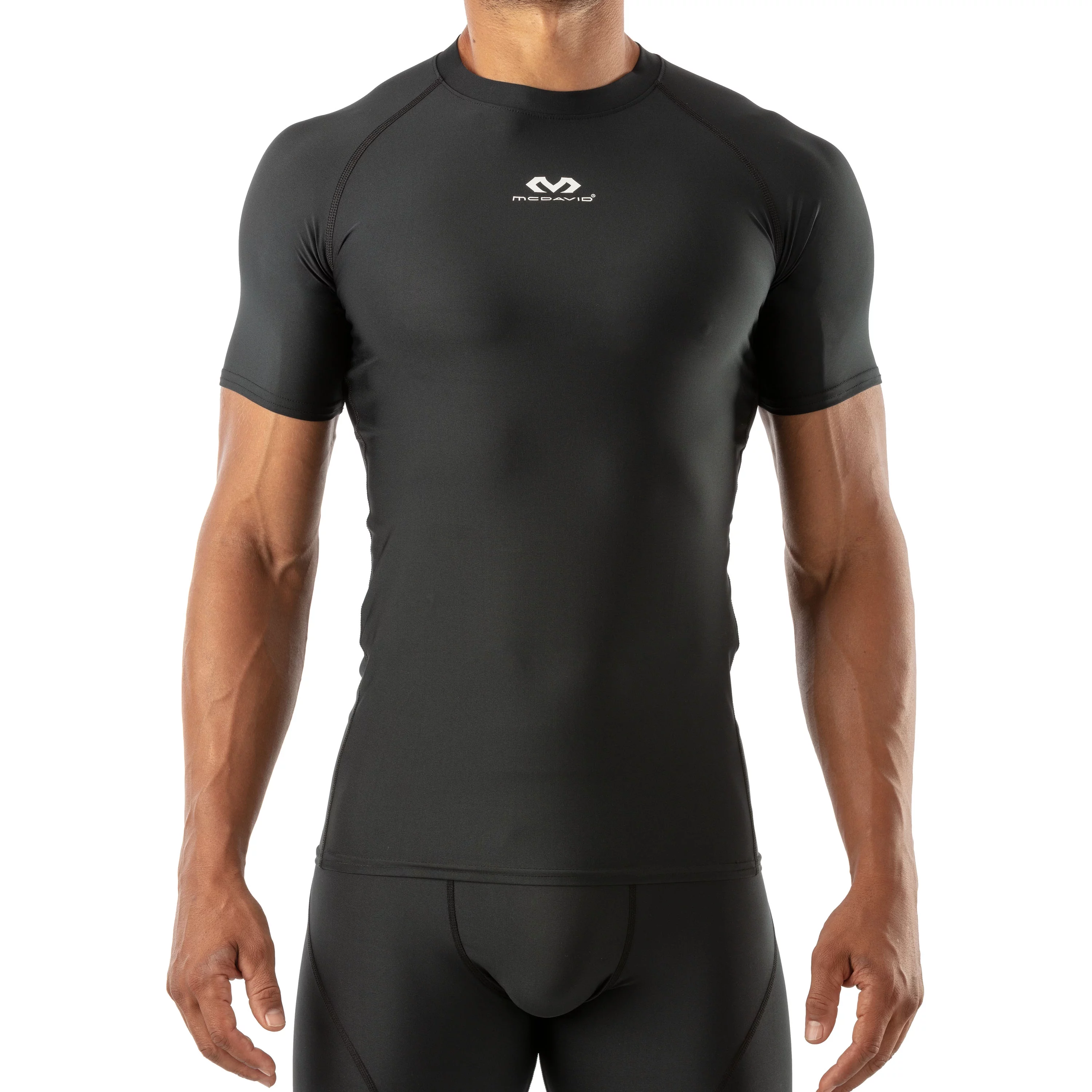 McDavid Sport Compression Shirt With Short Sleeves, Black, Adult Medium