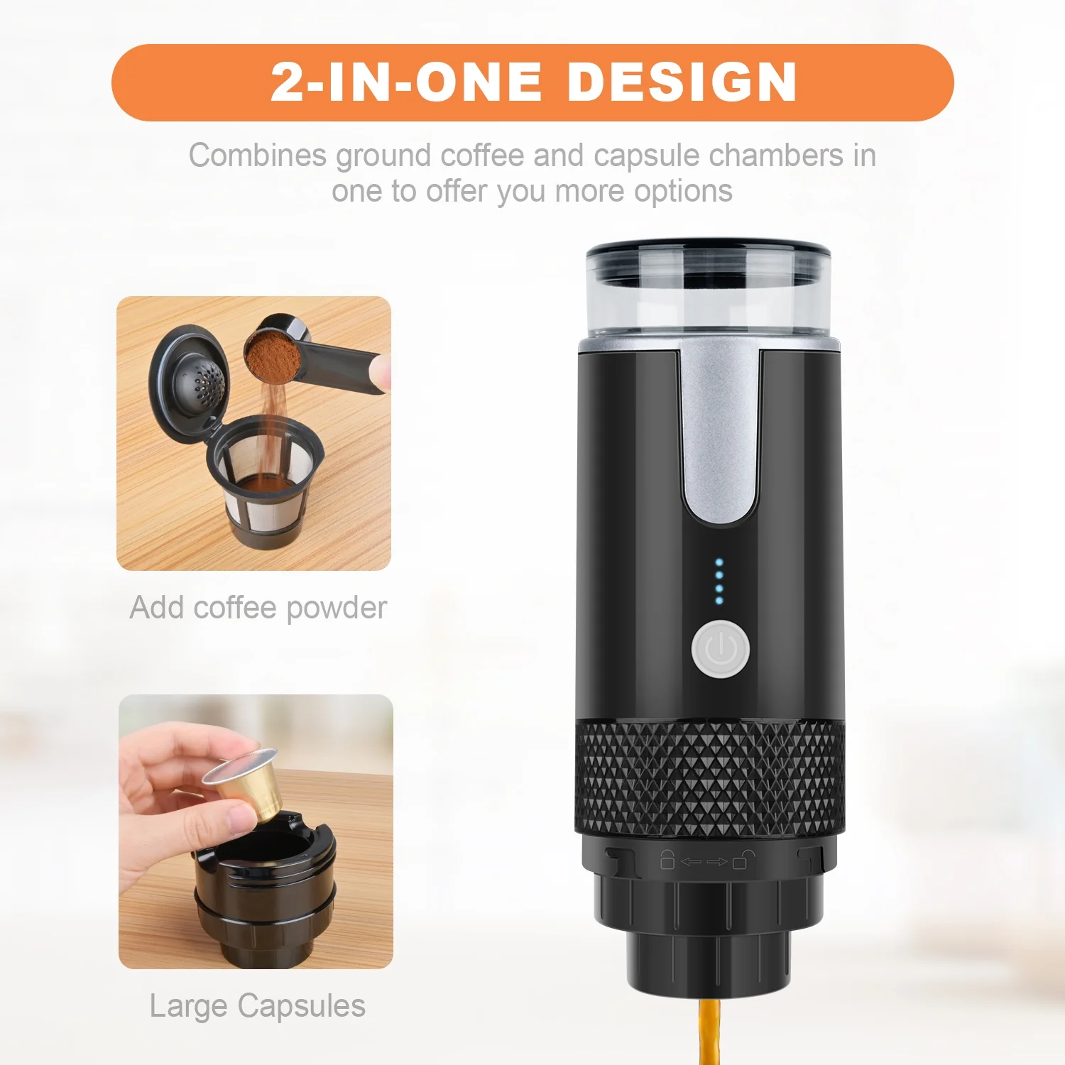 Portable Coffee Maker AUKUN Single Serve Coffee Maker Mini Espresso Machine Reusable Coffee Filter