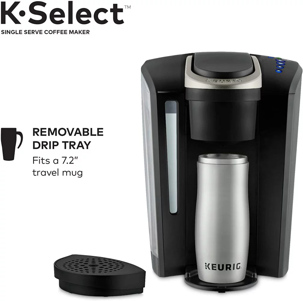 “Keurig K-Select Coffee Maker, Single Serve K-Cup Pod Coffee Brewer, With Strength Control and Hot Water On Demand, Matte Black”