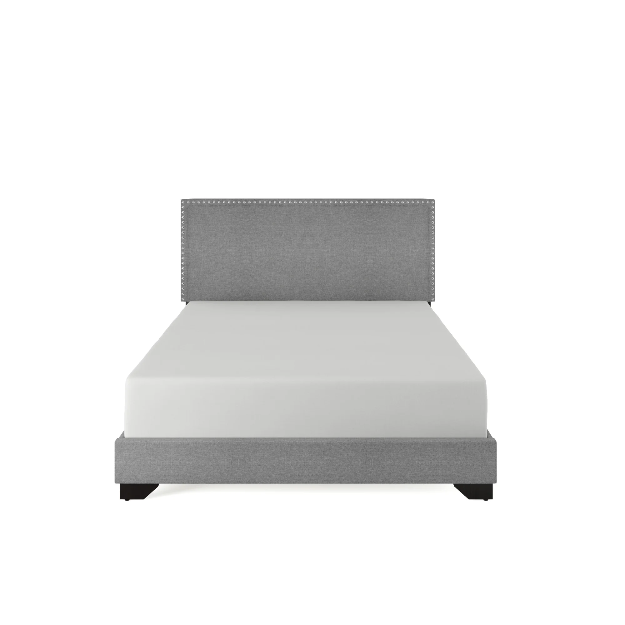 Skylar Nailhead Trim Upholstered Twin Platform Bed, Beige