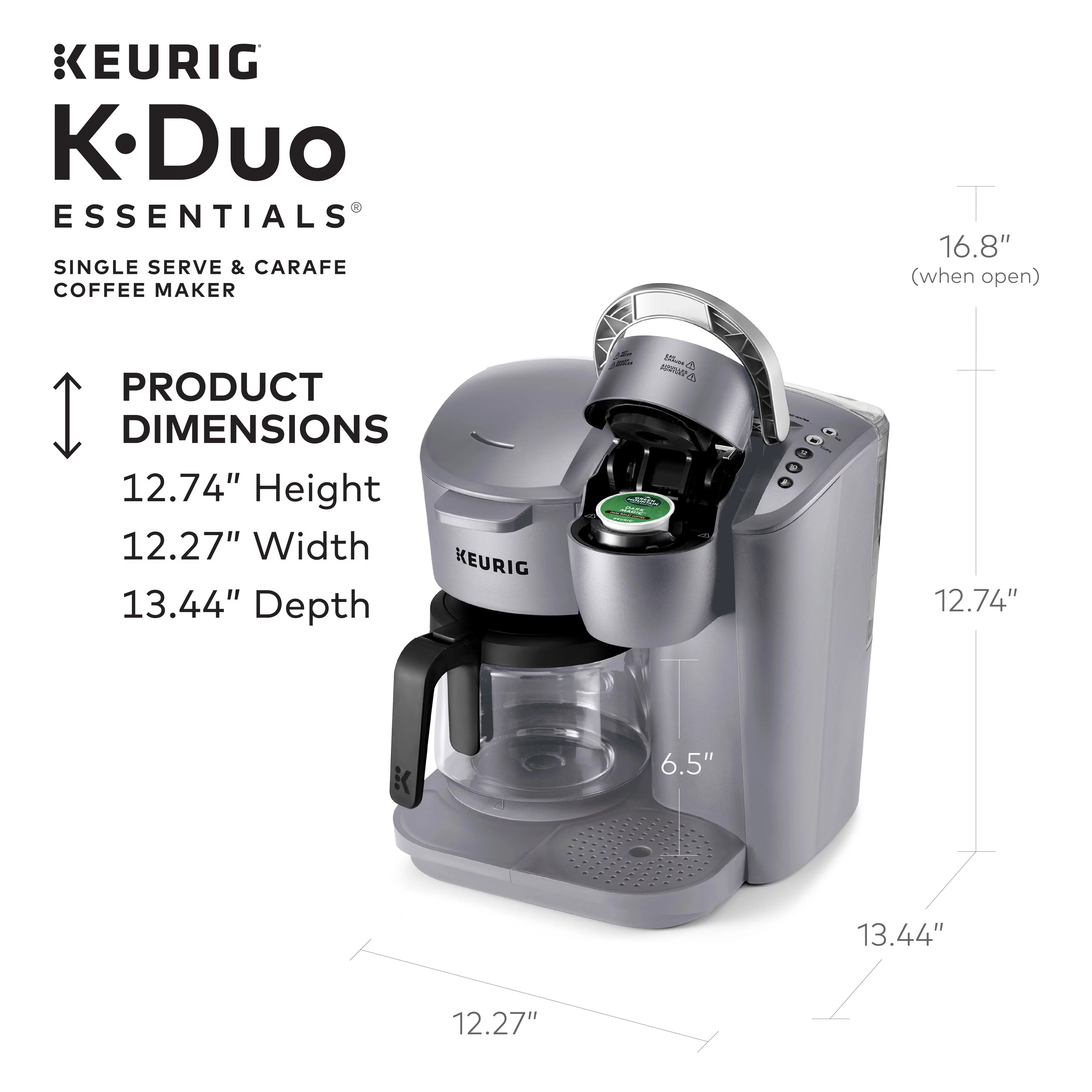 Keurig K-Duo Essentials Black Single-Serve K-Cup Pod Coffee Maker, Black