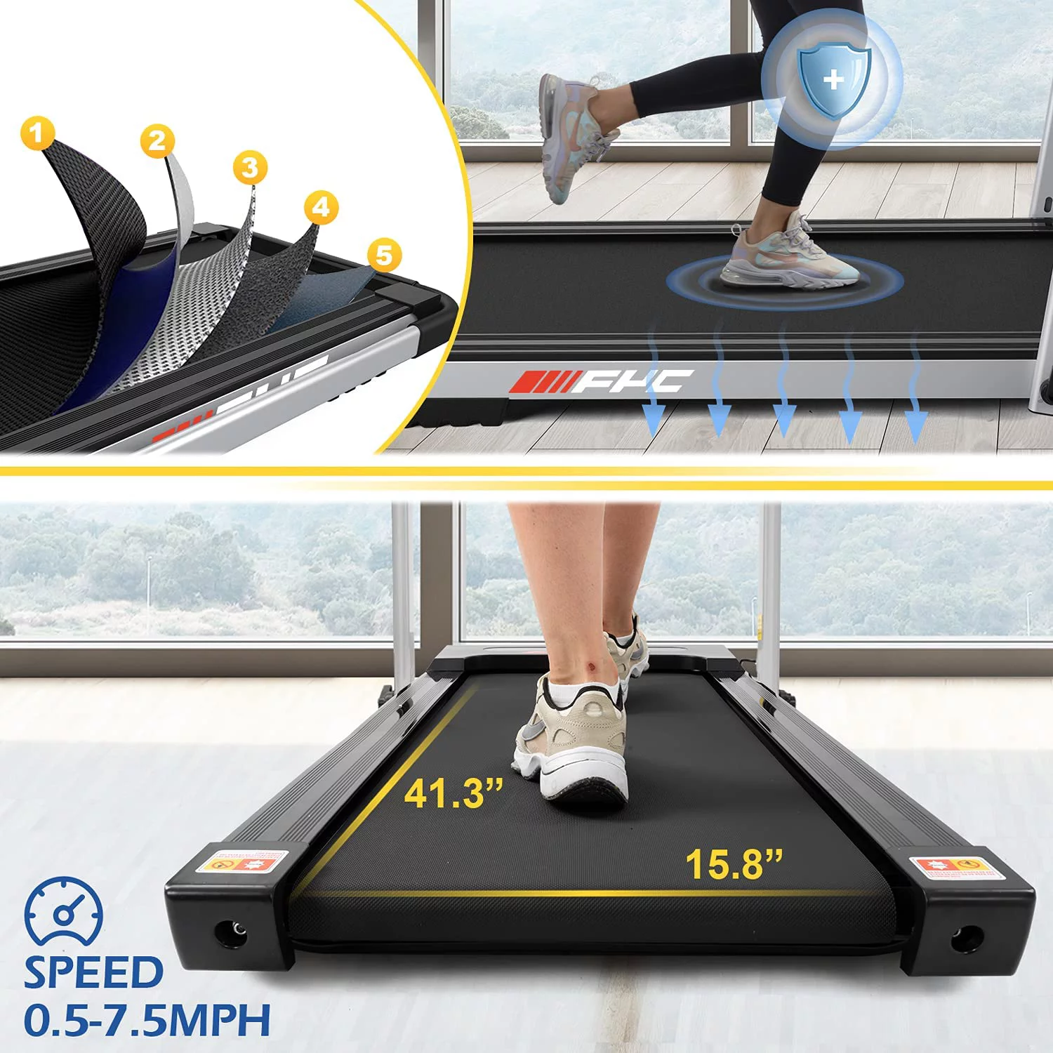 YY 2.5HP 2 in 1 Under Desk Folding Treadmill Installation-Free Foldable Treadmill Electric Running Machine With 12 Preset Programs Remote Control & LED Display for Home,Office Use,Sliver,JK31-8