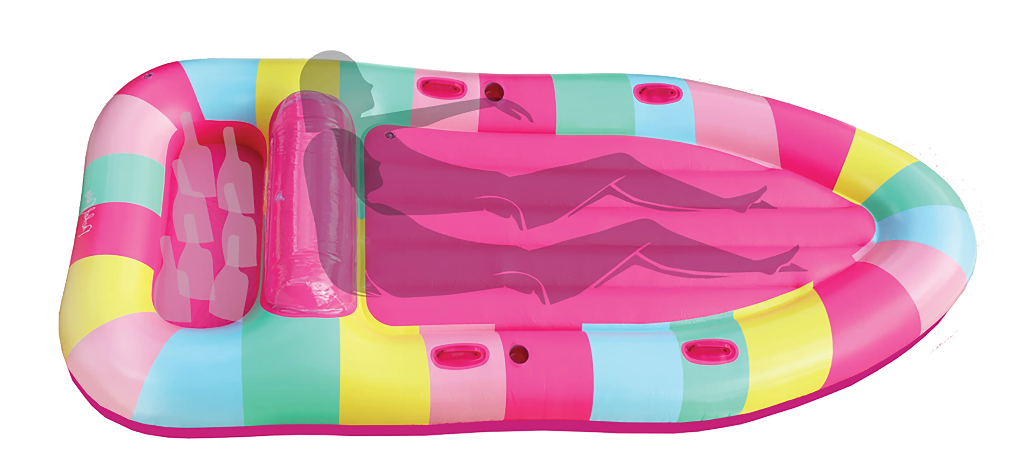 Packed Party 10.7ft 2-Person Multi-Color Inflatable Float for Females Age Group 14 Years +