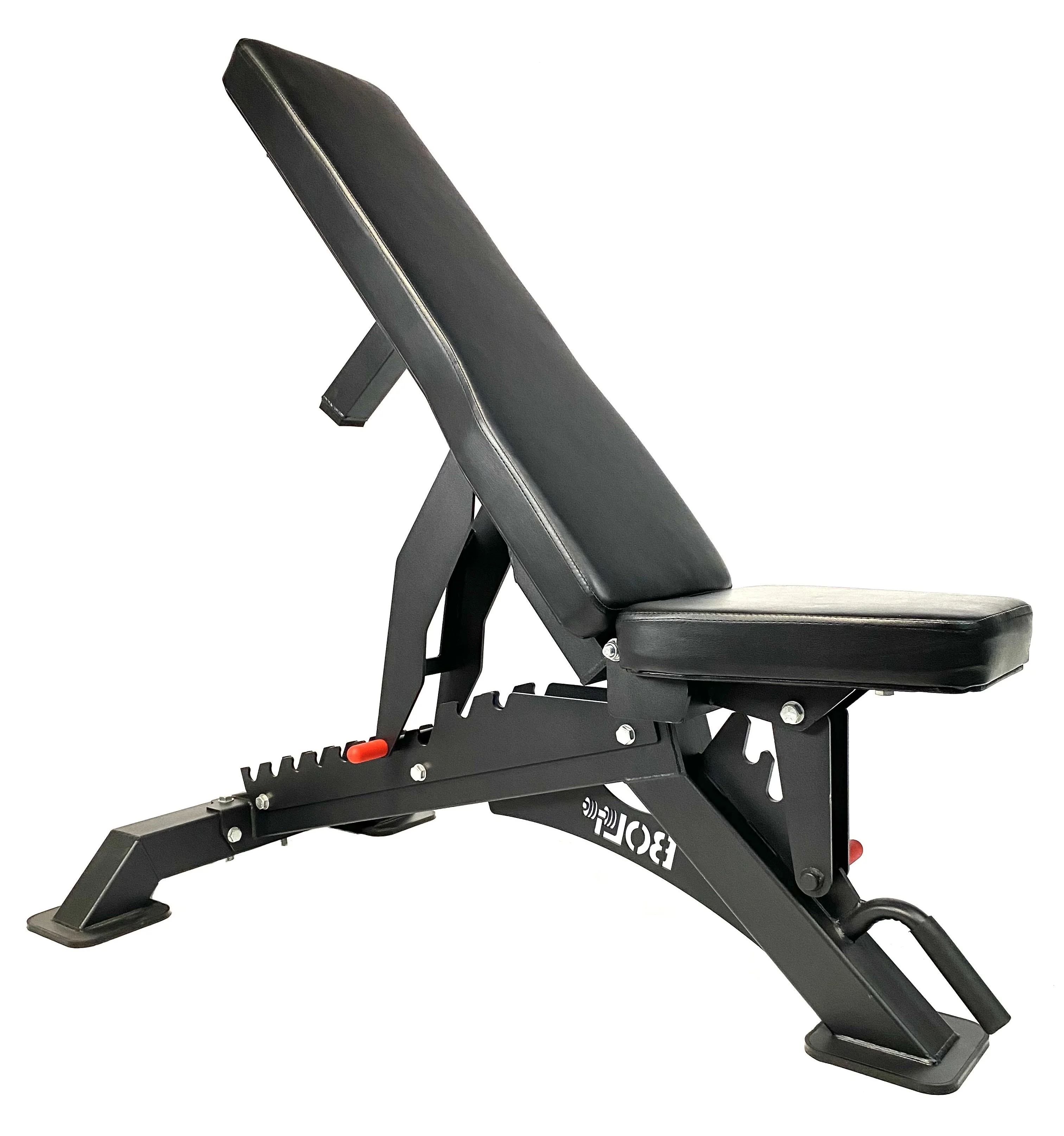 Adjustable Cyborg Weight Bench features 10 Incline positions. Made with Heavy Duty 11 Gauge Steel. Bolt Fitness Supply.