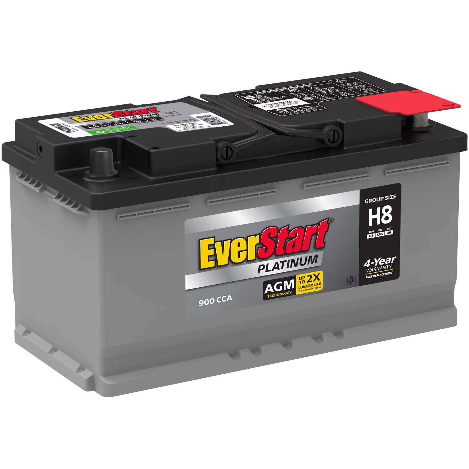 EverStart Platinum AGM Automotive Battery, Group Size H8 / LN5 / 49 12 Volt, 850 CCA 150 RC