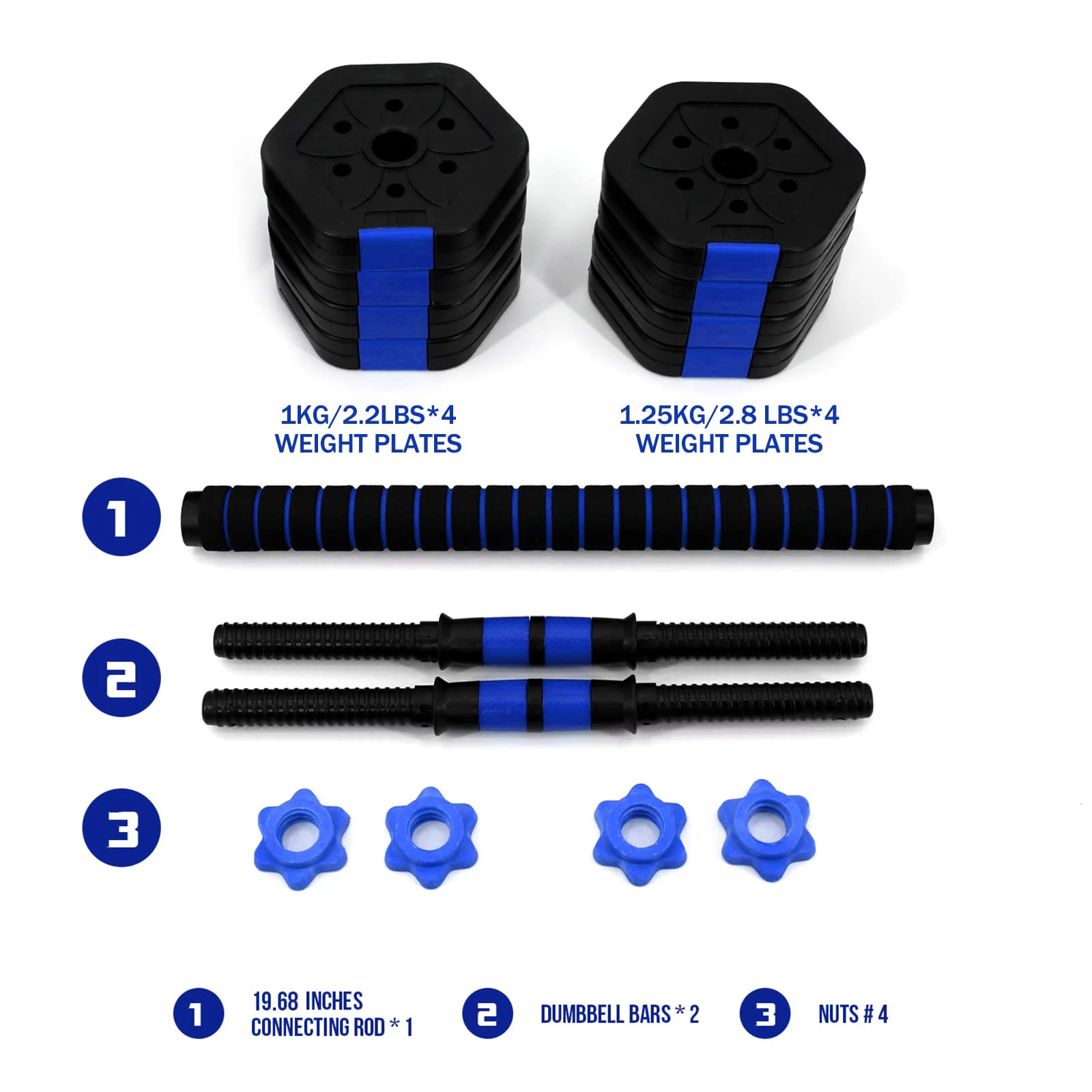 Neggcy 22lb Dumbbell Sets Adjustable Weights, Free Weights Dumbbells Set with Connector