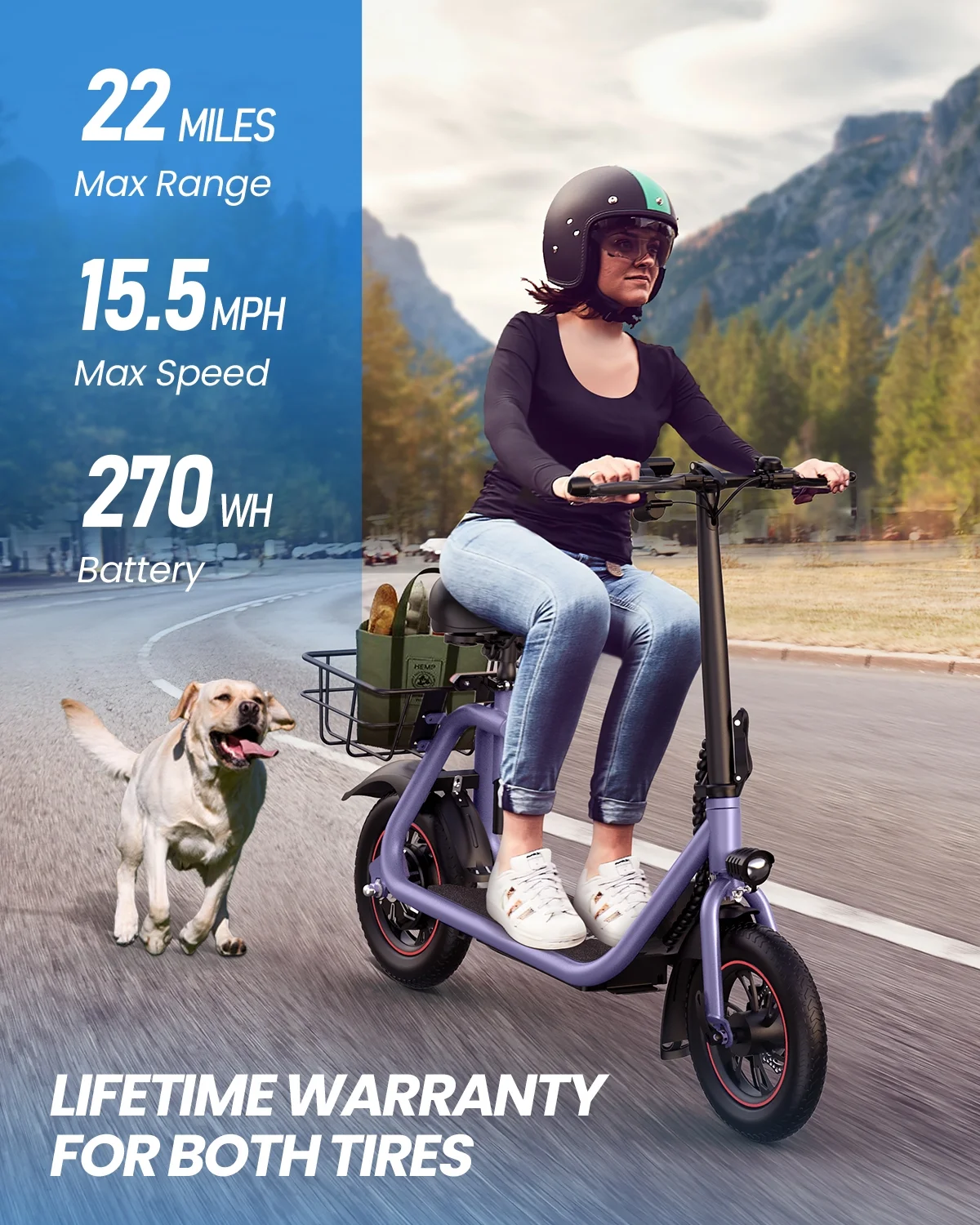 URBANMAX C1 Electric Scooter with Seat, 450W Powerful Motor up to 22 Miles Range, Folding Electric Scooter for Adult Max Speed 15.5Mph, Electric Scooter-Blackfor Commuting with Basket