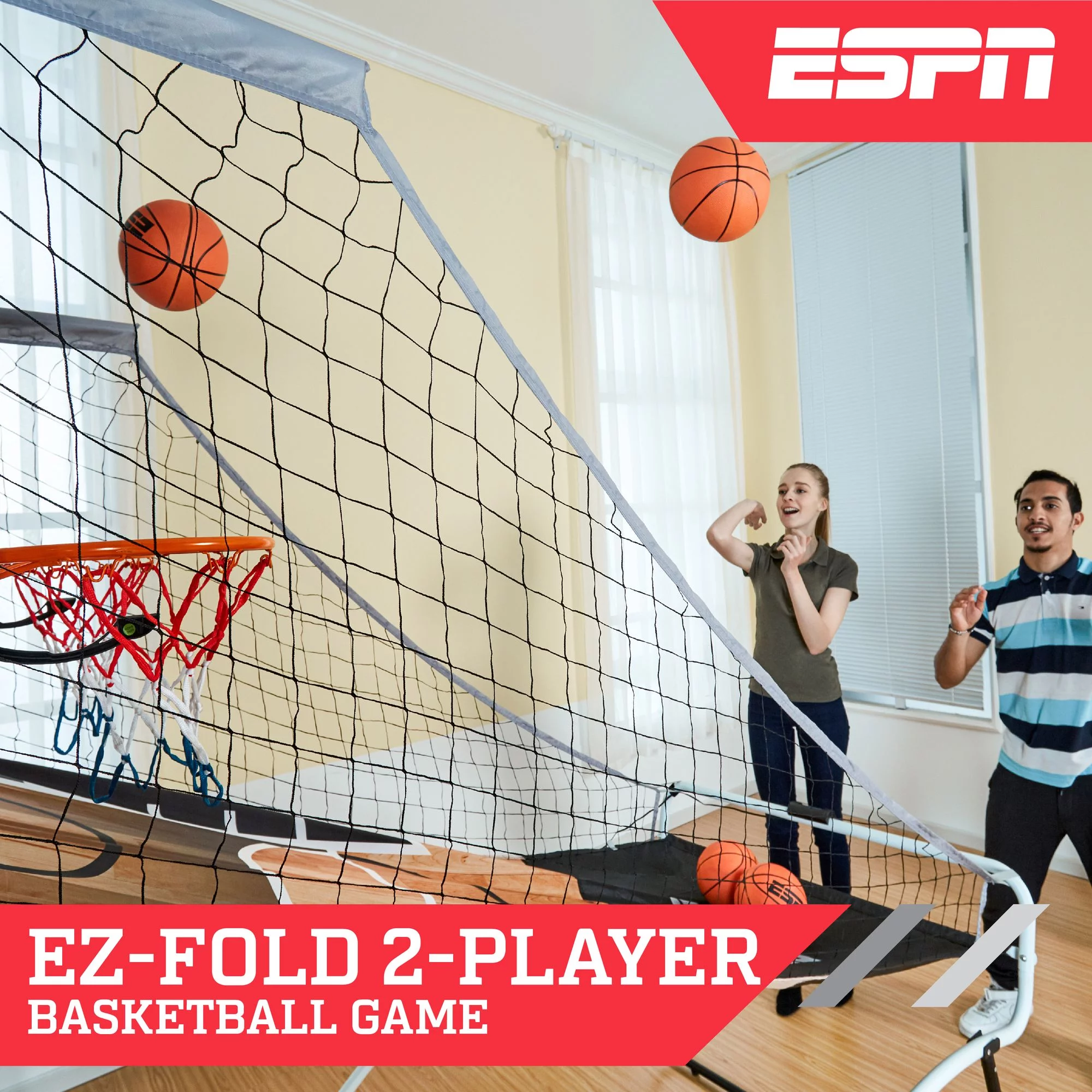 ESPN 2 Player EZ Fold and Assemble Basketball Game with Polycarbonate Backboard and LED Scoring